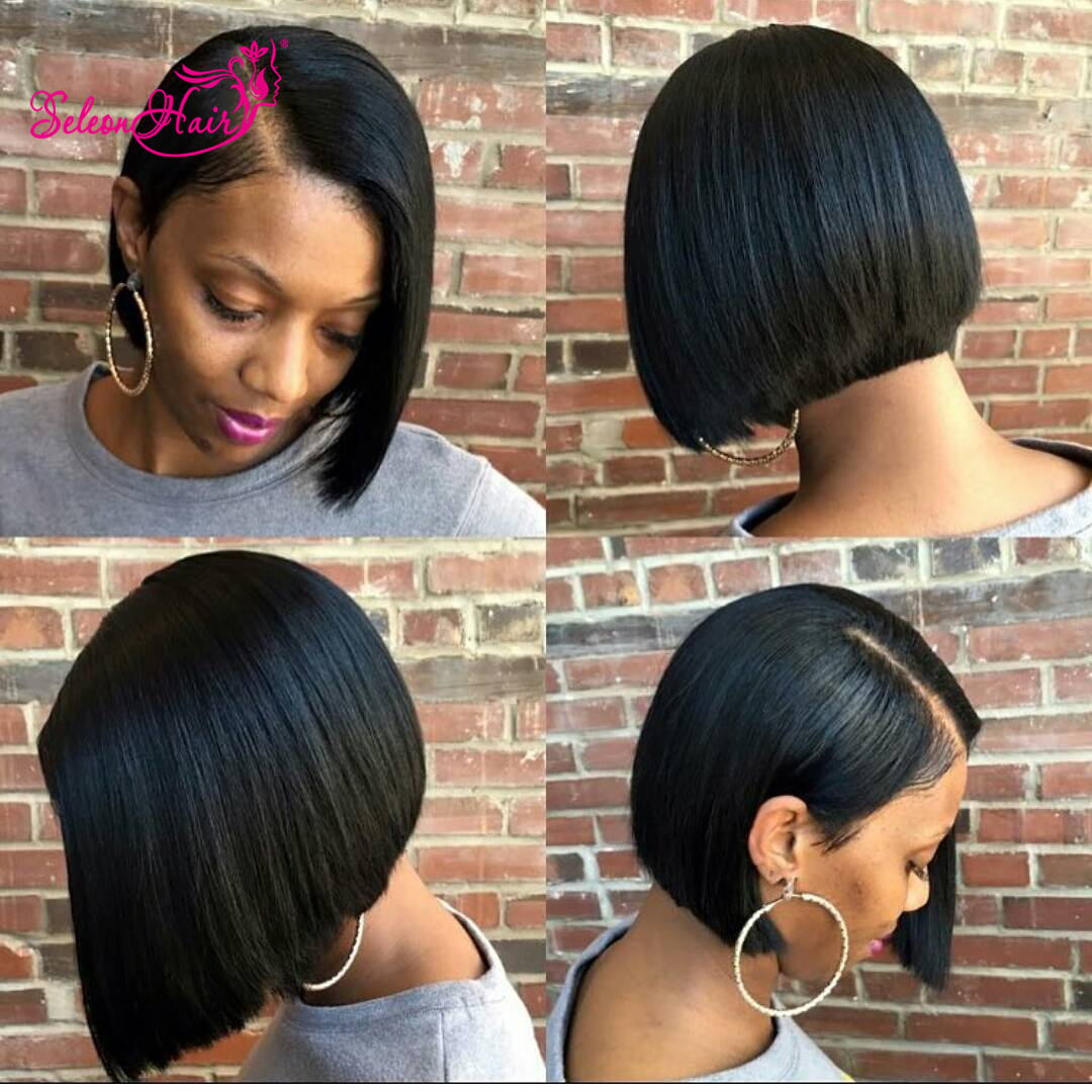 seleonhair high grade 8-12 inch short bob wig virgin brazilian human hair  glueless