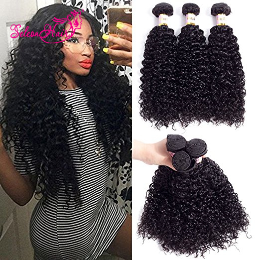 Seleonhair Top Quality 3pcs Pack Indian Jerry Curly Human Hair Weave