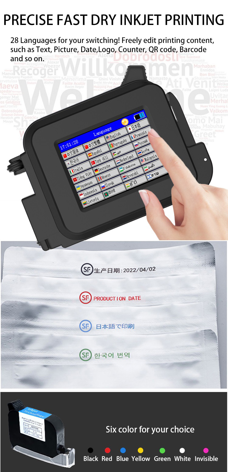 25 Languages Mini Hand-Held/Handheld Inkjet Printer for Date/Barcode Printing Printer/Carton/Plastic Bag