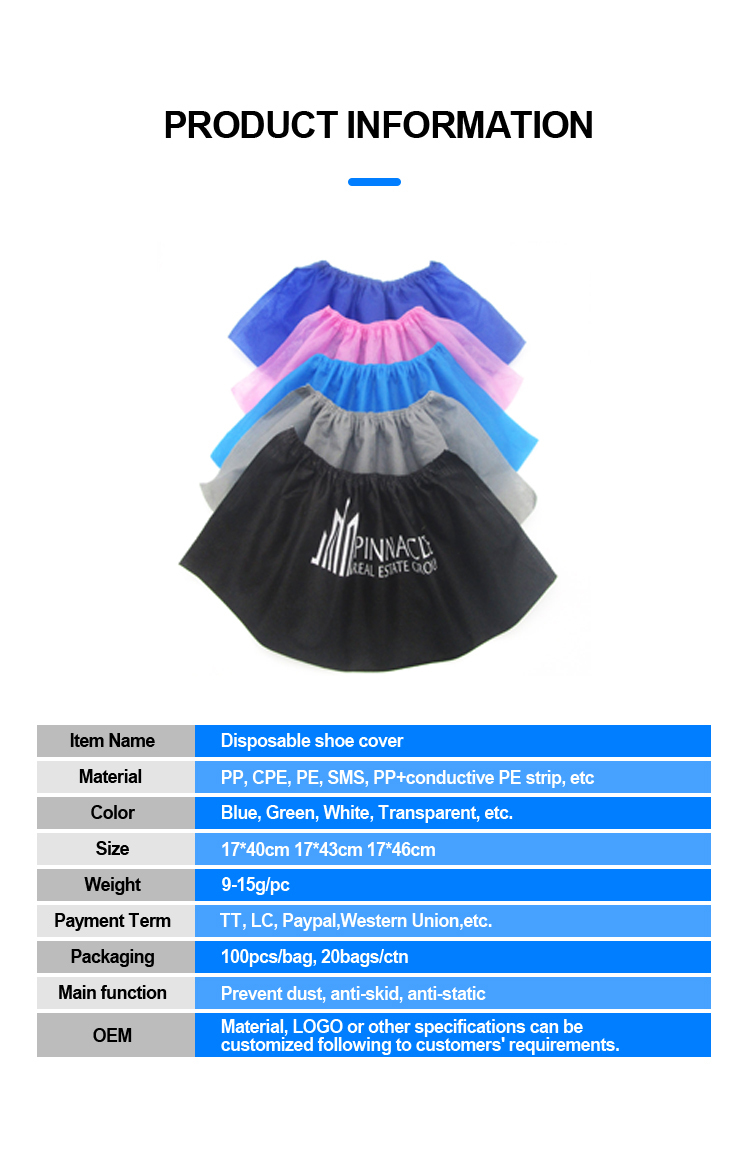 durable cheap non-woven shoe cover coated with cpe 