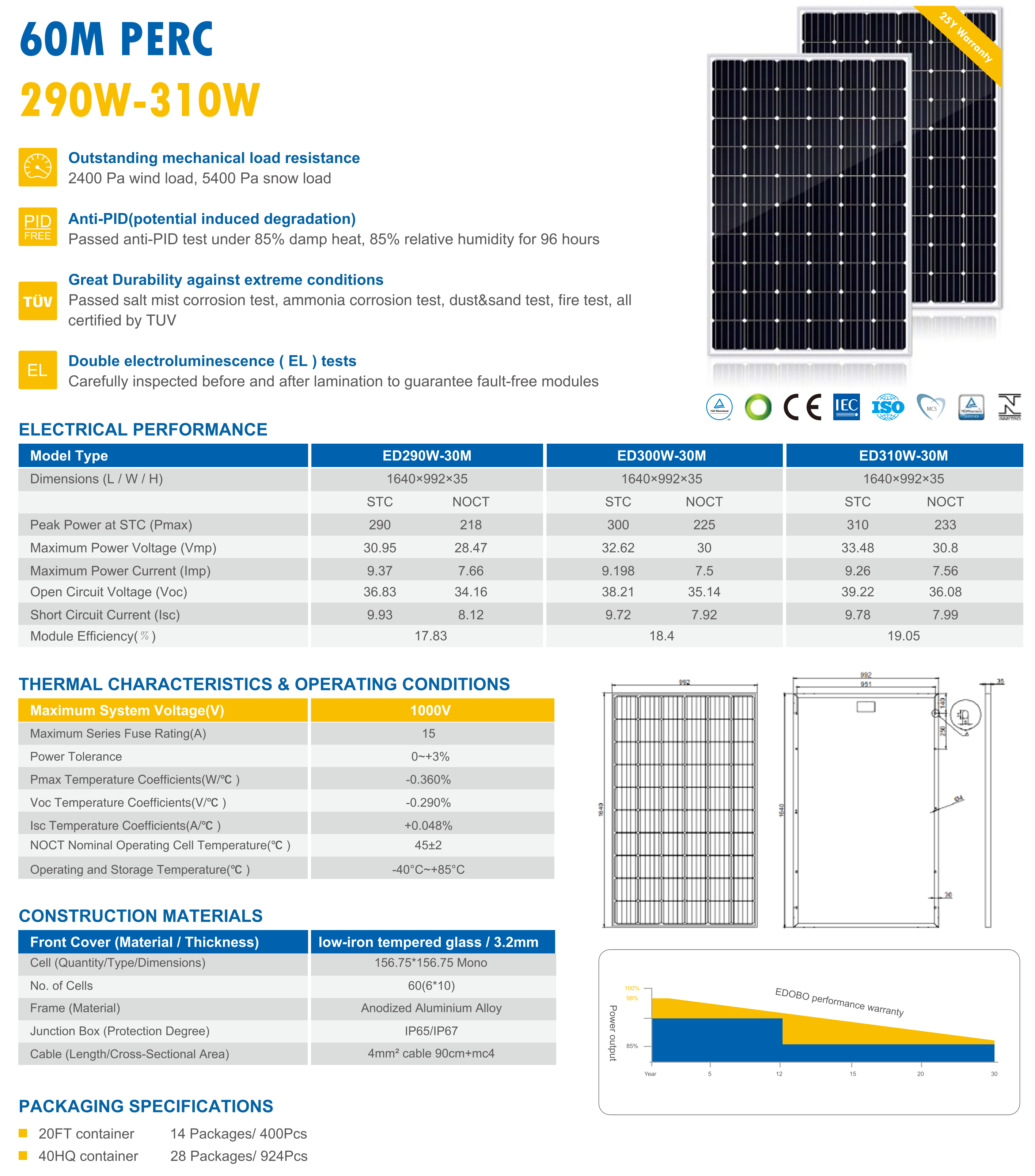 High Efficiency Solar Panels Cheap Monocrystalline Solar Power Panel 260W 270W 280Watt Solar Panel