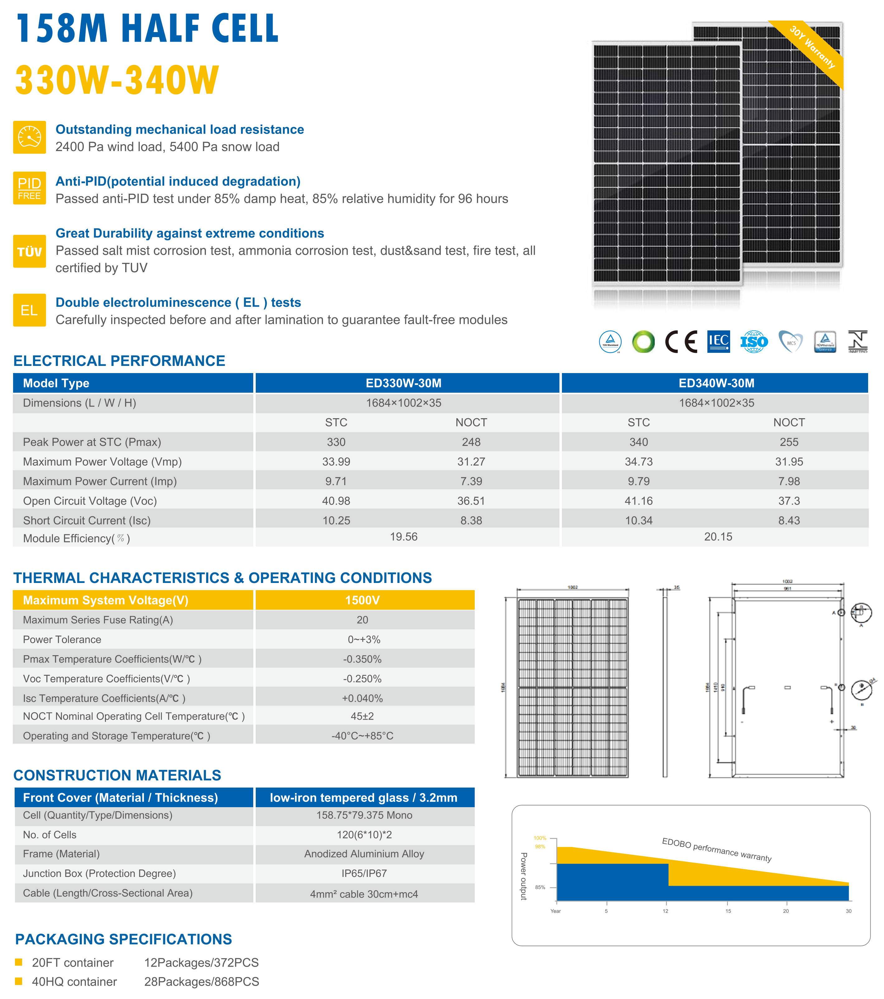 mono vs poly solar panel Photovoltaic Module 330W 340W solar panel system for house