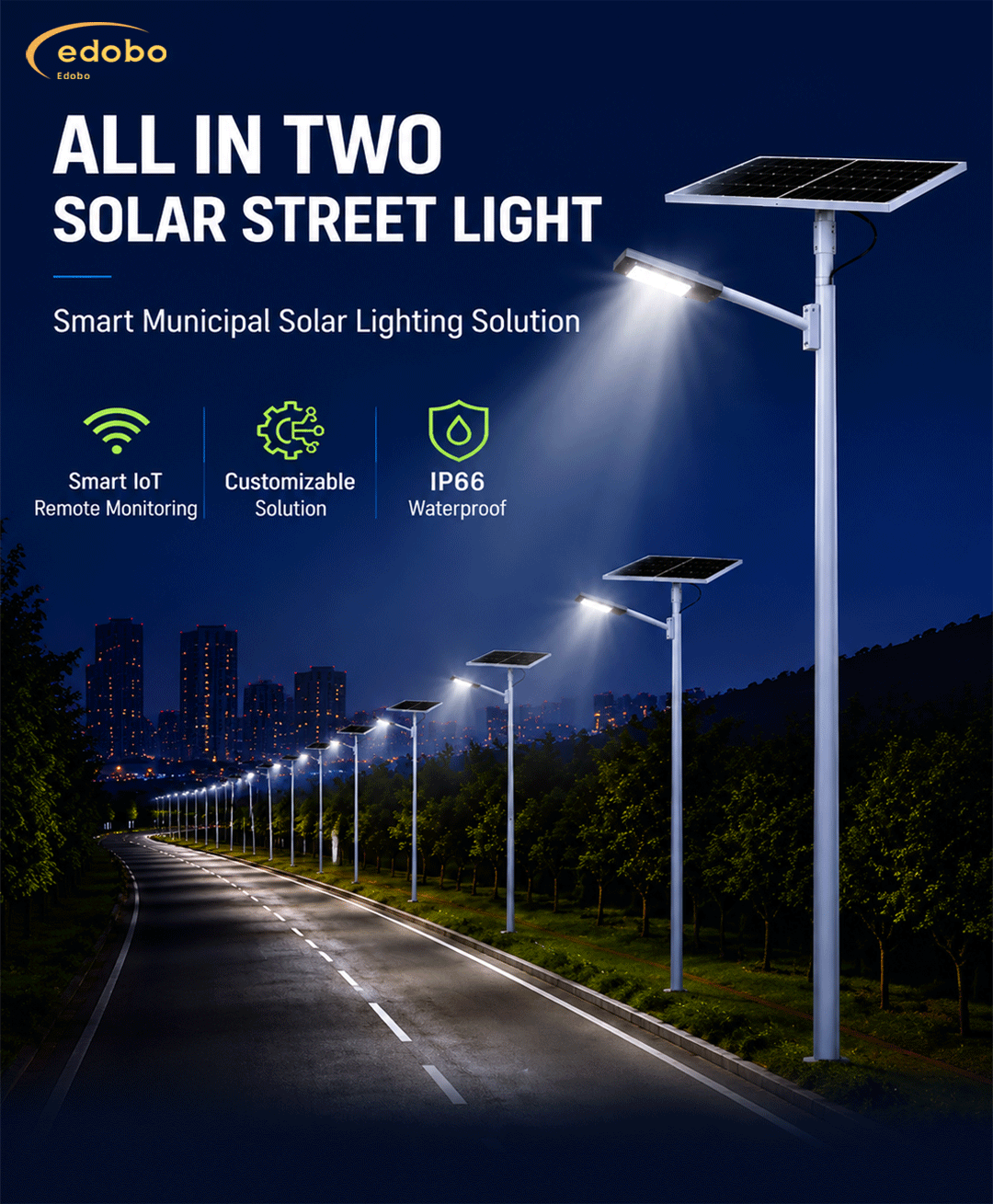 Commercial Large Project Customizable High Brightness Outdoor Road Split Solar Street Light  