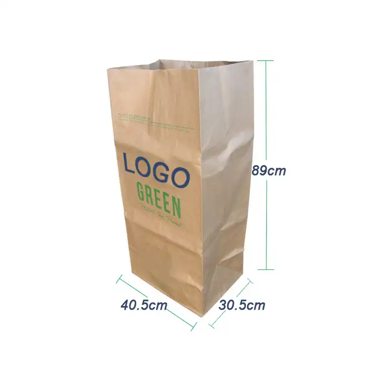 Custom print paper garbage bag yard garden waste bag 2 ply kraft paper  trash bags for recycling