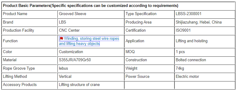 LBS Grooved Geometry Drum Leather Split Type Components For Winding Storing Steel Wire Ropes