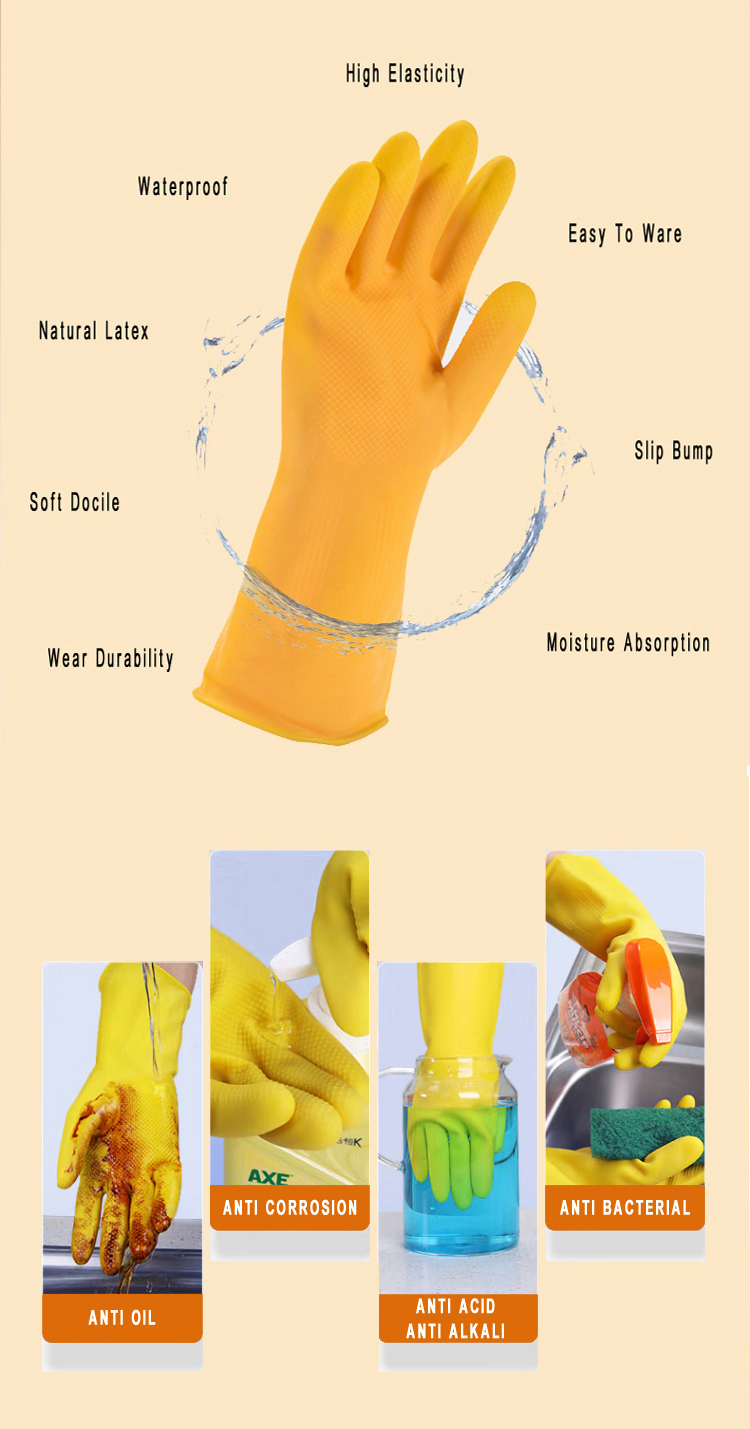 Black Reusable Latex Cleaning Gloves for Hair Dye Salon Tool Belt Particles Product Emulsion Black, Guantes De Latex Negros-DHL500  