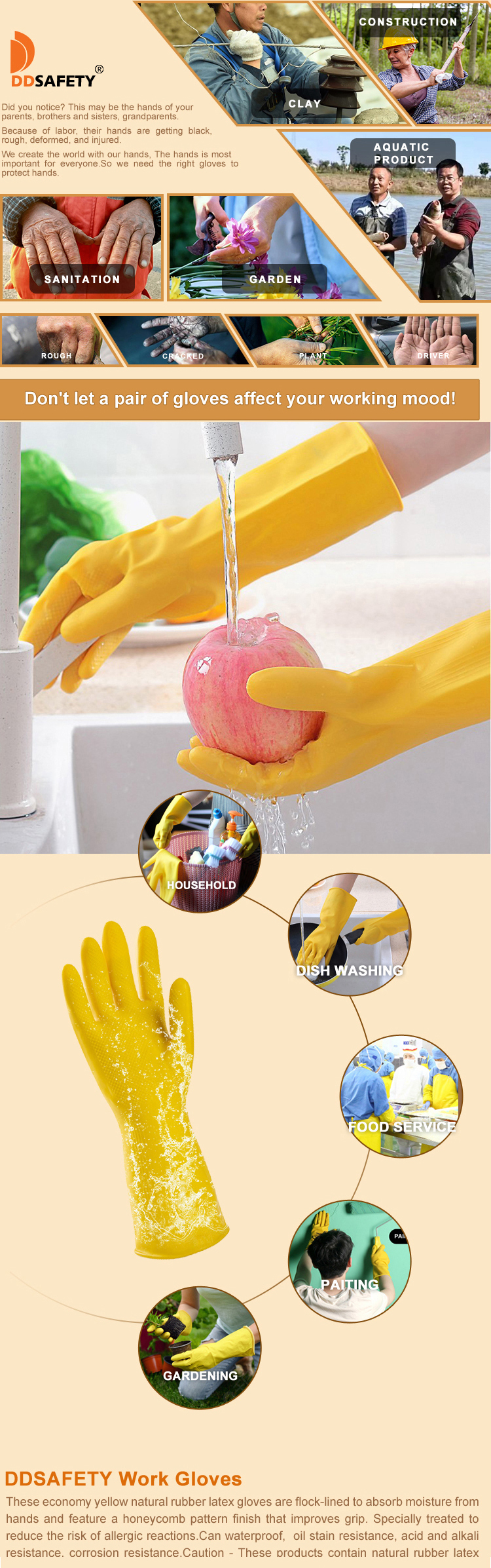 Black Reusable Latex Cleaning Gloves for Hair Dye Salon Tool Belt Particles Product Emulsion Black, Guantes De Latex Negros-DHL500  
