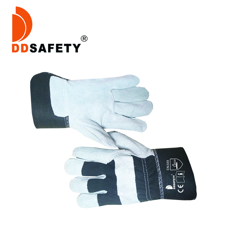 Heavy Duty Palm Work Gloves with Leather Palm, cowhide leather suede