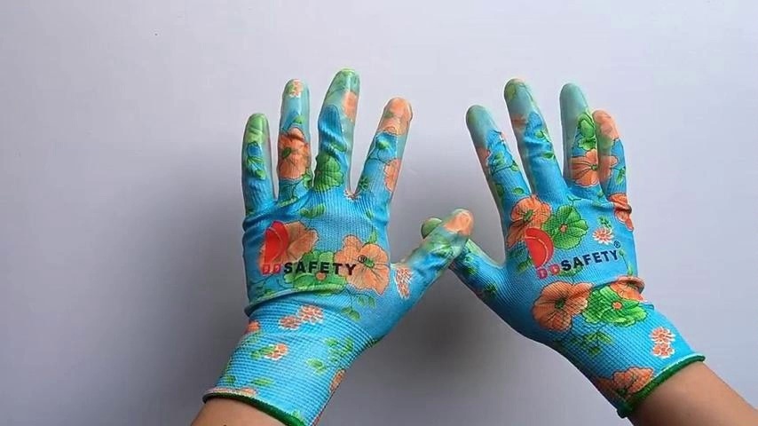 Floral Pattern print Nylon Gardening Gloves with Smooth Nitrile Coatin Work Gloves - DNN364 Floral Pattern print Nylon Gardening Gloves with Smooth Nitrile Coatin Work Gloves - DNN364 gloves,nitrile gloves,nitrile coated gloves,Floral Pattern gloves,garden gloves,Nitrile Smooth Finish,Anti Oil Gloves,Floral Pattern gloves,Nylon Seamless Knit With Nitrile Gloves