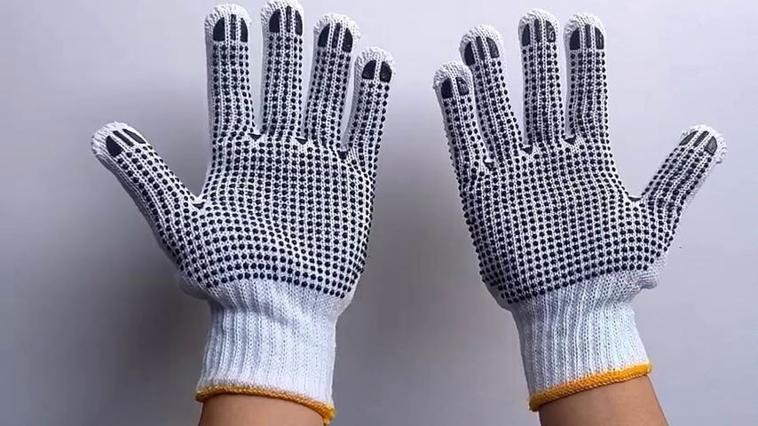 Natural Cotton polyester PVC Dots String Knit work Gloves Black pvc dots both sides- DKP217 White Cotton polyester PVC Dots String Knit work Gloves Black pvc dots both sides- DKP217 gloves,work gloves,cotton work gloves,pvc dots gloves,String Knit Work Gloves