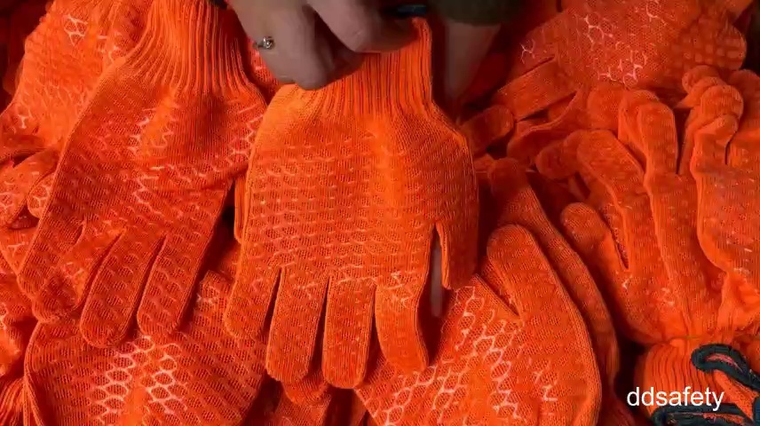 Orange Cotton polyester PVC Dotted String Knit work Gloves Pvc honey comb pattern both sides -DKP202 Orange Cotton polyester PVC Dotted String Knit work Gloves Pvc honey comb pattern both sides -DKP202 gloves,work gloves,cotton work gloves,pvc dotted gloves,PVC Dotted Knit Gloves