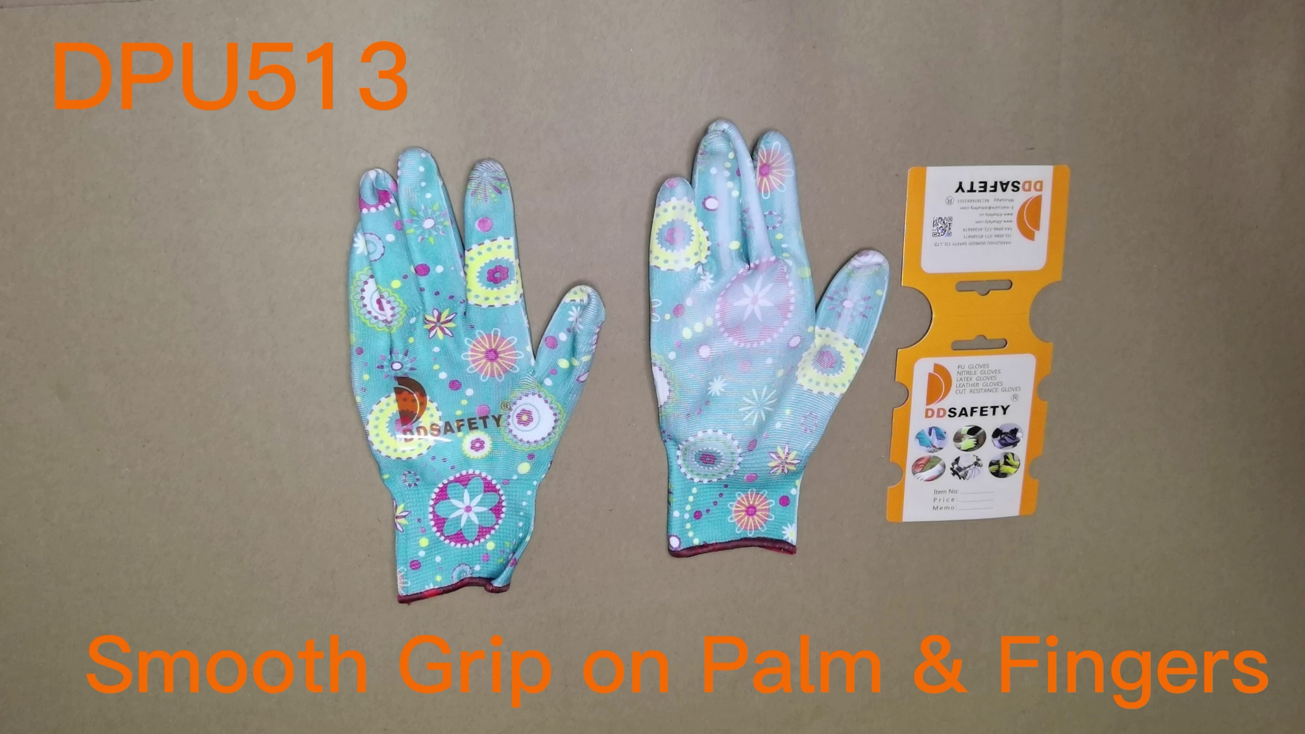 Floral Pattern Print Polyurethane PU Coated Safety Work Gloves-DPU513 Floral Pattern Print Polyurethane PU Coated Safety Work Gloves-DPU513 gloves,pu gloves,static proof gloves,Floral Pattern gloves,work gloves