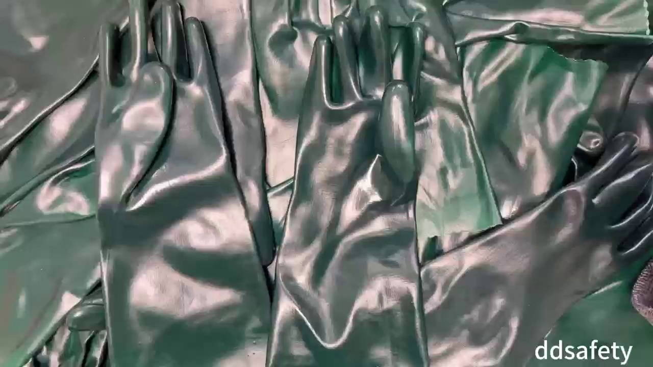 Fully Coated Double-Dipped PVC Glove Seamless Knitted Liner Chemical Resistant 18" Length, Large Dark Green - DPV545 Fully Coated Double-Dipped PVC Glove Seamless Knitted Liner Chemical Resistant 18" Length, Large Dark Green - DPV545 Gauntlets,PVC Gauntlets,Chemical-Resistant PVC Gauntlets,Chemical Resistant pvc coated work gloves,Chemical & Liquid Resistant Gloves,Scalloped cuff,Waterproof Gloves,Fully Coated Double-Dipped PVC,Knitted Liner