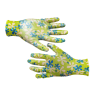 13 gauge polyester with flower design shell.transparent nitrile coating.Smooth finish.