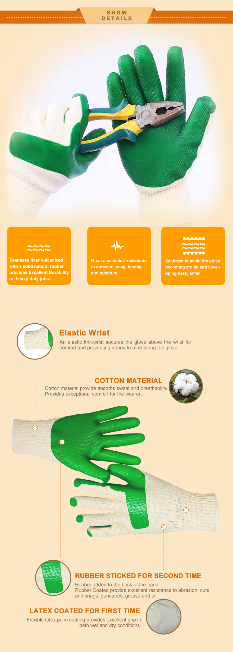 Vulcanized latex coating gloves, Heavy-duty glove, With vulcanized coating and woven back, making them resistant to wear - DCL334 Vulcanized latex coating gloves, Heavy-duty glove, With vulcanized coating and woven back, making them resistant to wear - DCL334 gloves,Vulcanized latex coating gloves,Vulcanized latex gloves,Heavy-duty glove,vulcanized coating glove