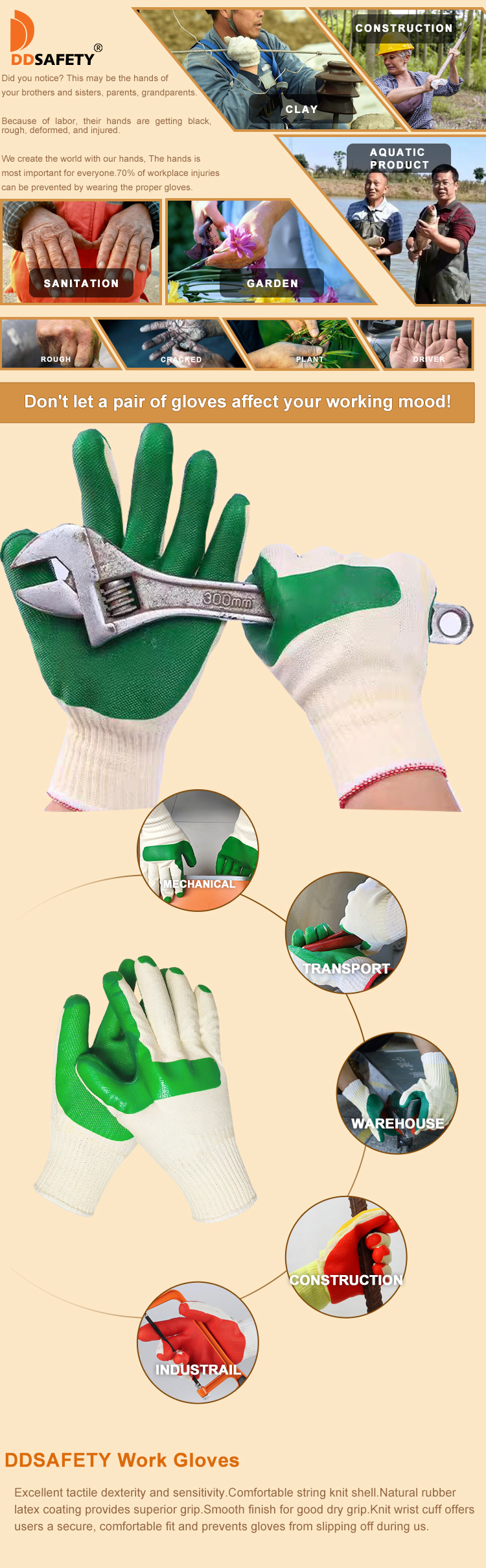 Vulcanized latex coating gloves, Heavy-duty glove, With vulcanized coating and woven back, making them resistant to wear - DCL334 Vulcanized latex coating gloves, Heavy-duty glove, With vulcanized coating and woven back, making them resistant to wear - DCL334 gloves,Vulcanized latex coating gloves,Vulcanized latex gloves,Heavy-duty glove,vulcanized coating glove