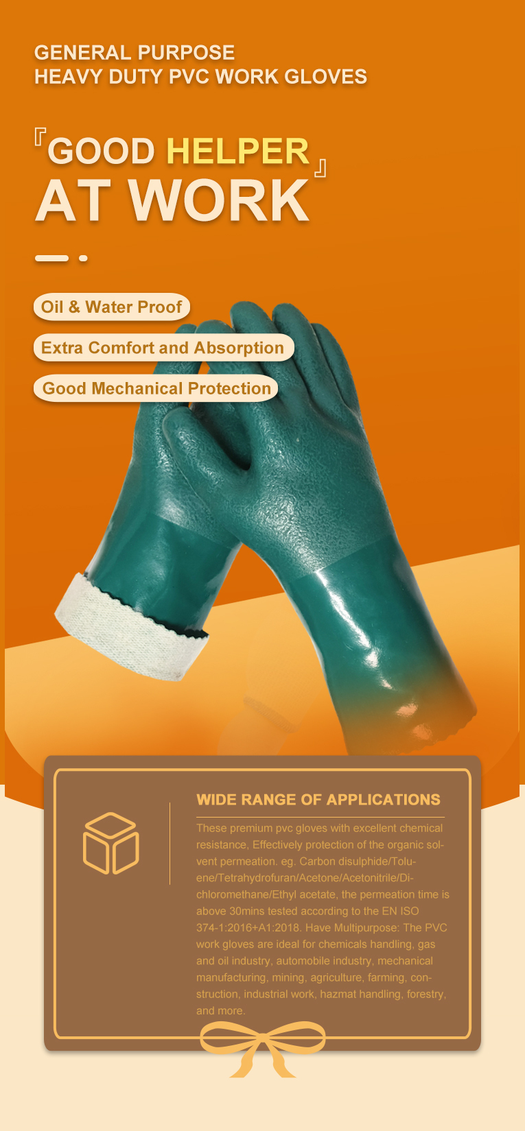 PVC Coated-Supported Jersey Lined Men's Gloves with 14" Gauntlet, Chemical Resistant, Dark Green - DPV115 PVC Coated-Supported Jersey Lined Men's Gloves with 14" Gauntlet, Chemical Resistant, Dark Green - DPV115 PVC Coated gloves,PVC gloves,Green PVC gloves,Chemical Resistant gloves,men's gloves