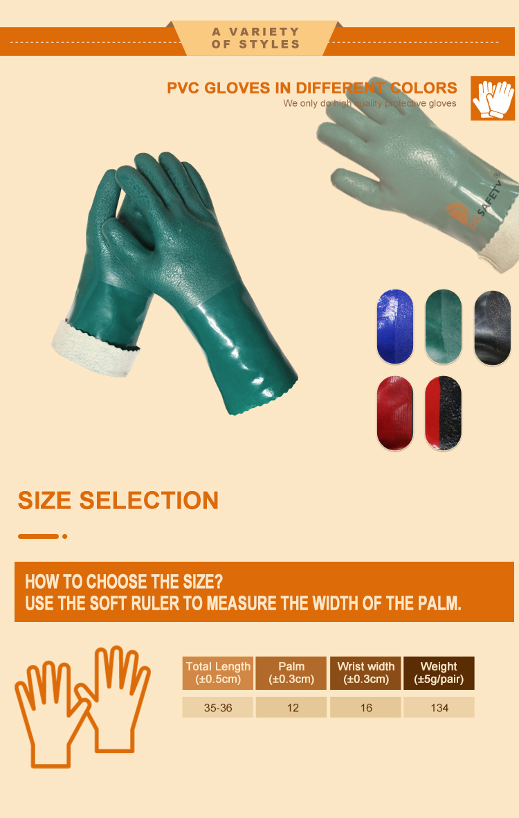 PVC Coated-Supported Jersey Lined Men's Gloves with 14" Gauntlet, Chemical Resistant, Dark Green - DPV115 PVC Coated-Supported Jersey Lined Men's Gloves with 14" Gauntlet, Chemical Resistant, Dark Green - DPV115 PVC Coated gloves,PVC gloves,Green PVC gloves,Chemical Resistant gloves,men's gloves