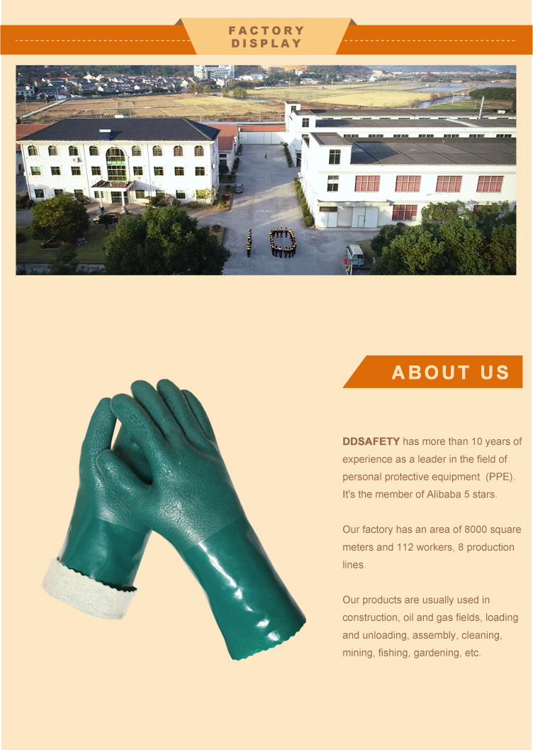 PVC Coated-Supported Jersey Lined Men's Gloves with 14" Gauntlet, Chemical Resistant, Dark Green - DPV115 PVC Coated-Supported Jersey Lined Men's Gloves with 14" Gauntlet, Chemical Resistant, Dark Green - DPV115 PVC Coated gloves,PVC gloves,Green PVC gloves,Chemical Resistant gloves,men's gloves