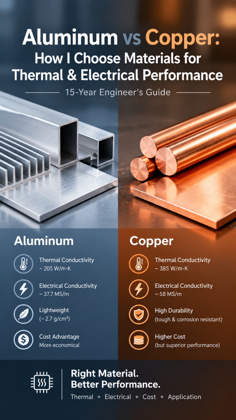 Aluminum vs Copper: How I Choose Materials for Thermal & Electrical Performance 
