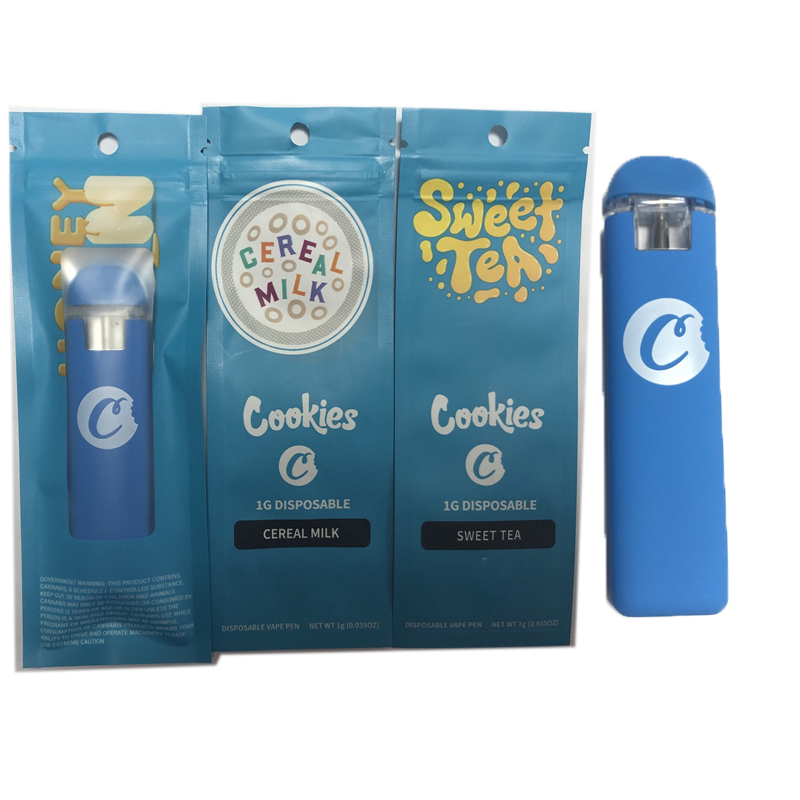 Cookies 1ML 1G Disposable Vape Pens Empty Cartridges 320mah Rechargeable  Battery Custom Packaging Box 10 Flavors