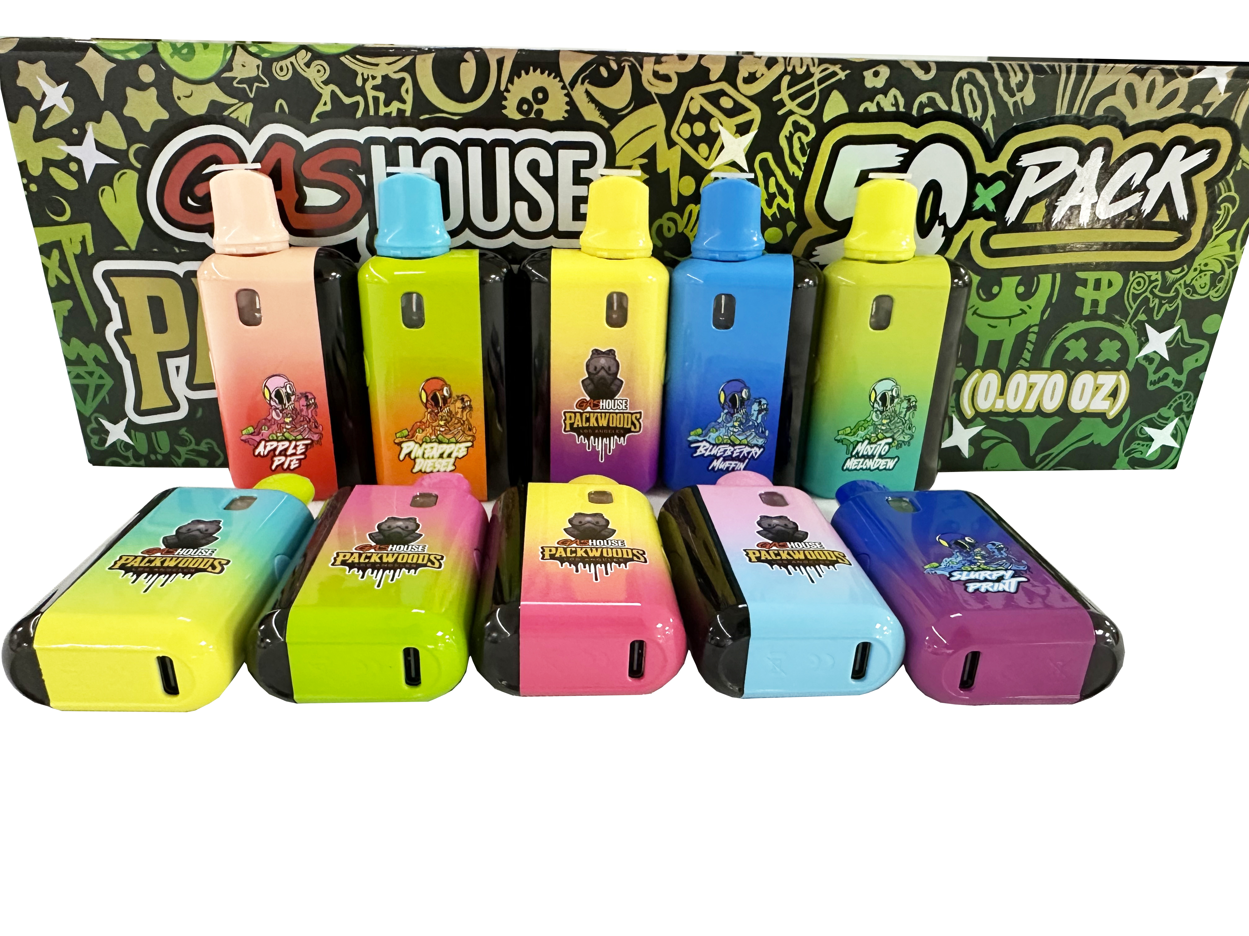USA STOCK 2ML Gas House Packwoods LED Digital Screen Disposable Vapes 2G  Empty Carts Wholesale