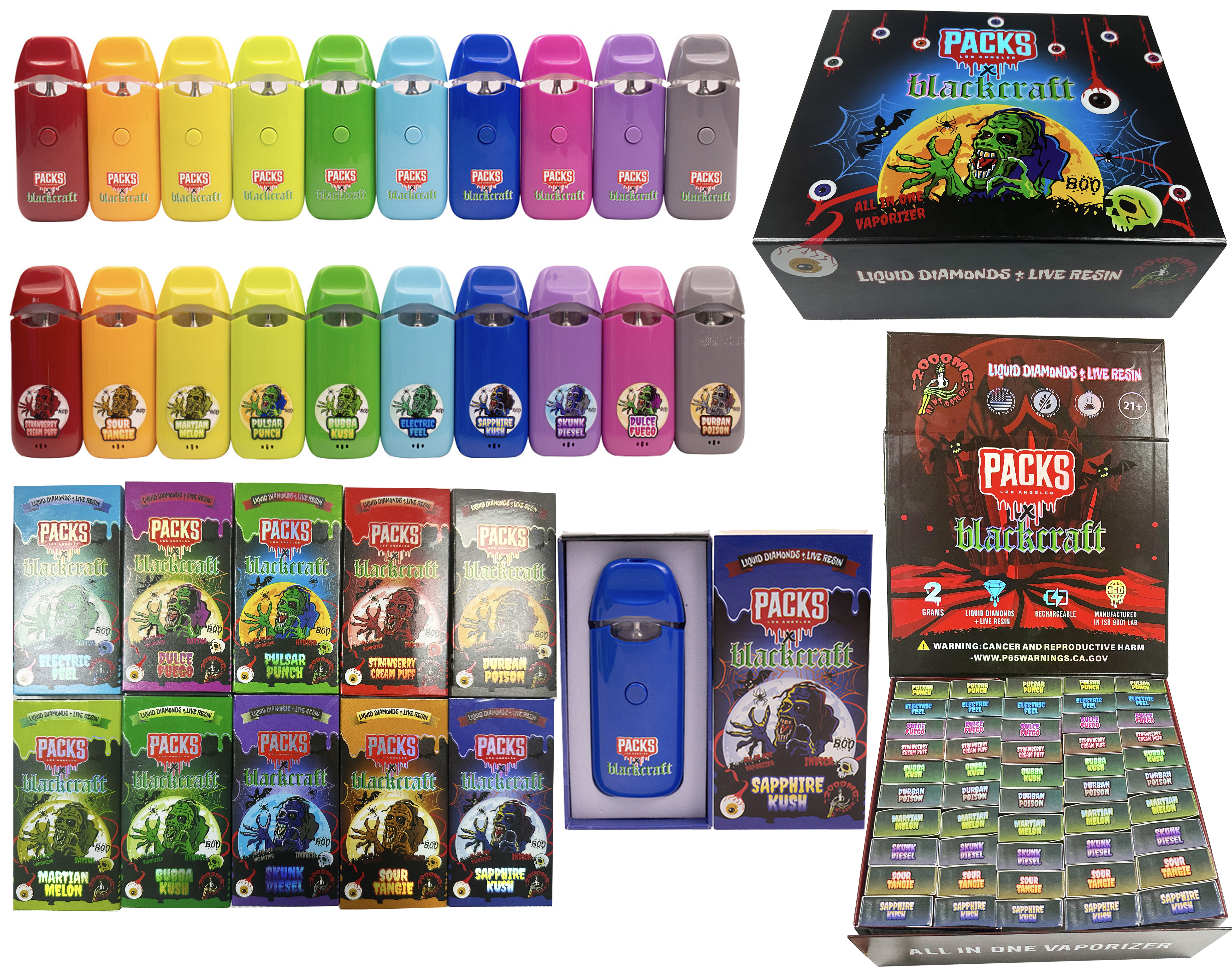 USA STOCK 2ML Packs x Blackcraft Disposable Vapes 2G Empty Carts