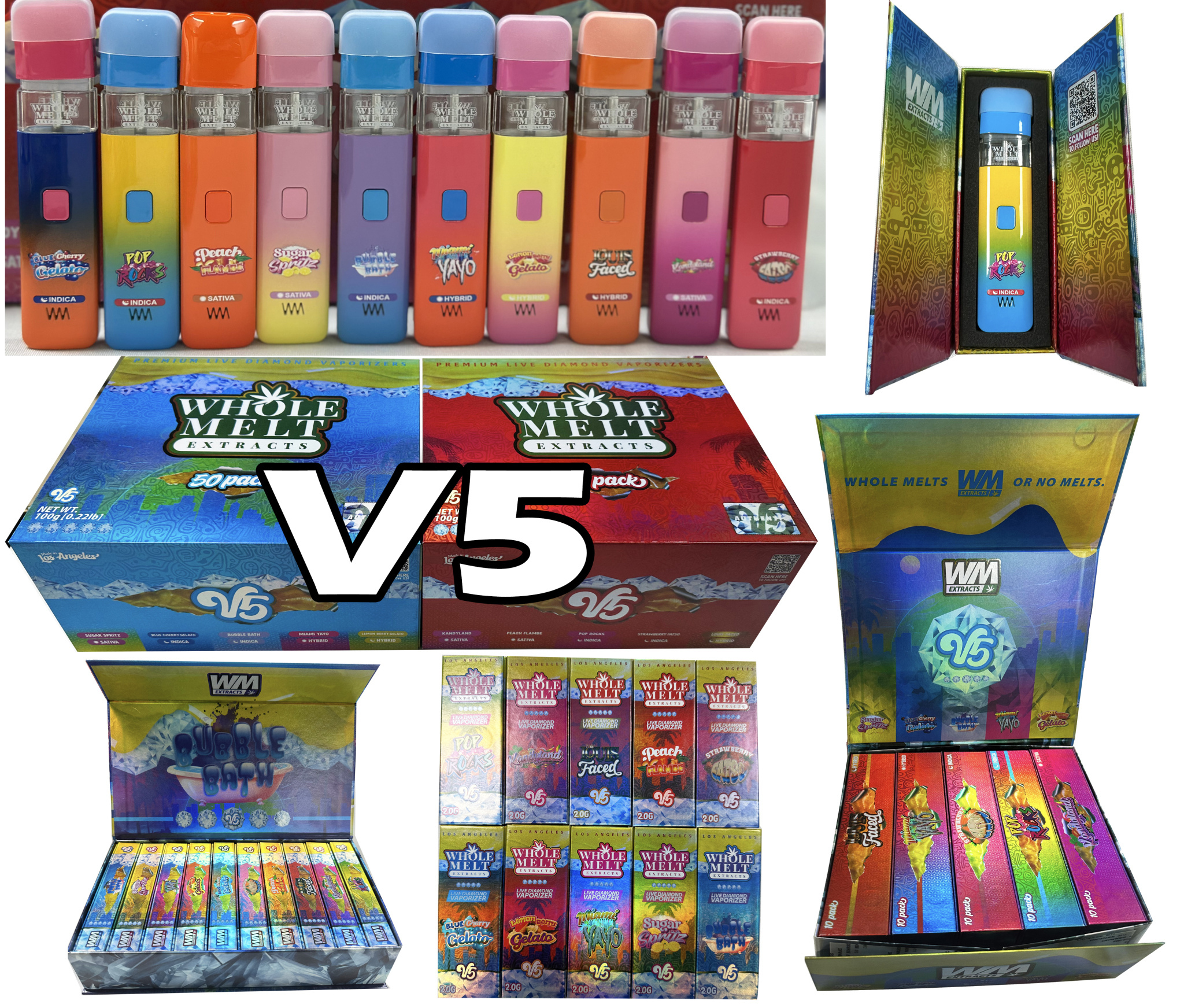 USA STOCK 2ML V5 Whole Melt Disposable Vape Disposable 2G Empty Carts