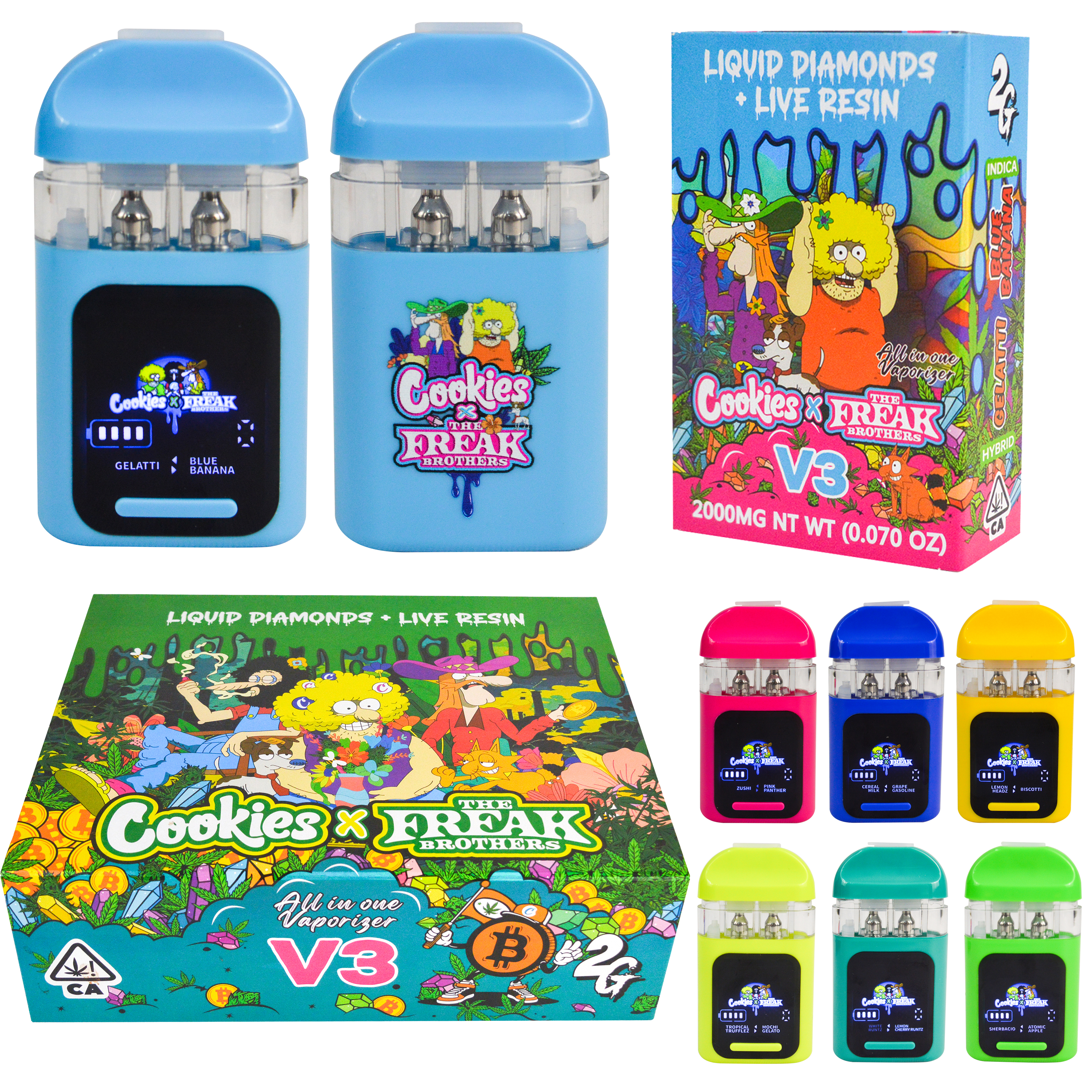 Empty Cookies x Freak Brothers V3 Disposable Vape 2G Switch Dual Flavors  USA Stock Rechargeable 2ml Carts China Factory Vape Carts