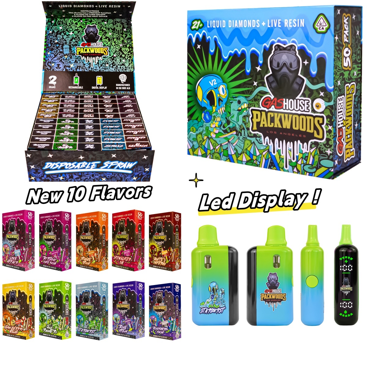 Gas House Packwoods Disposable Vape 2g Carts Liquid Diamond Live Resin
