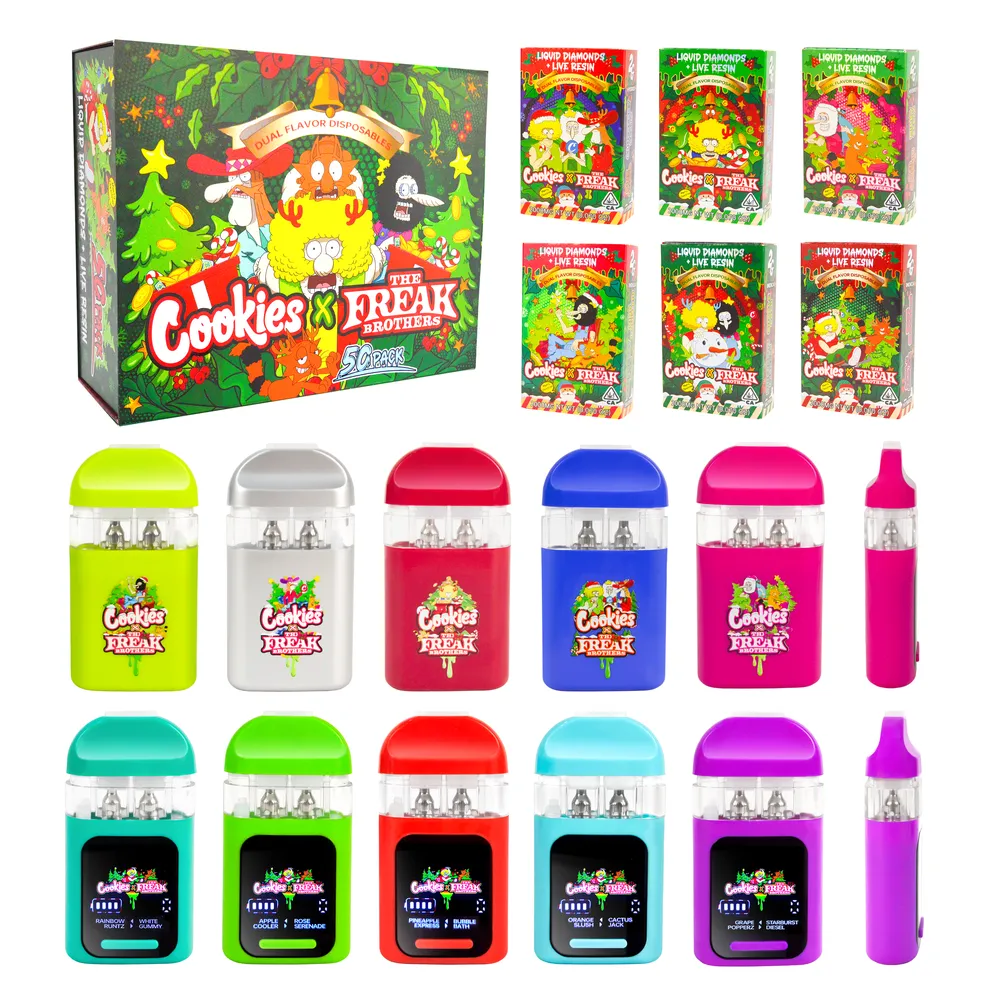 cookies x the freak brothers disposable vape 2 g Dual Chamber USA STOCK Color:Camo Silver 2% Airbar Box - Disposable