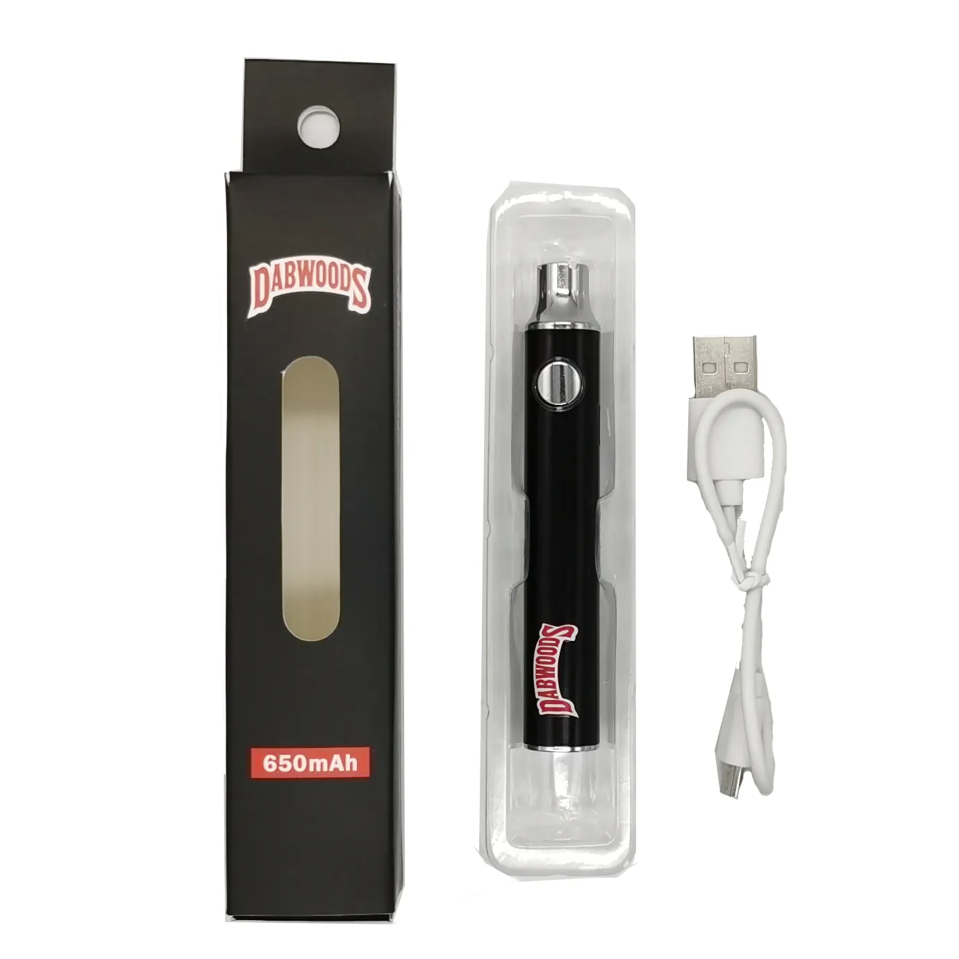 High quality Dabwoods 650mah battery custom made packaging box rechargeable bottom
