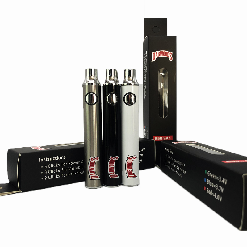 High quality Dabwoods 650mah battery custom made packaging box rechargeable bottom