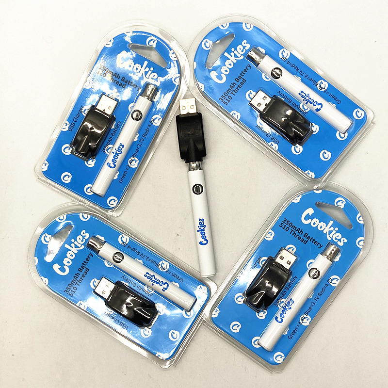 Cookies Vape Battery 510 Thread Long Standing E Cig Disposable Pen 350mah Variable Voltage Preheating Vaping Batteries