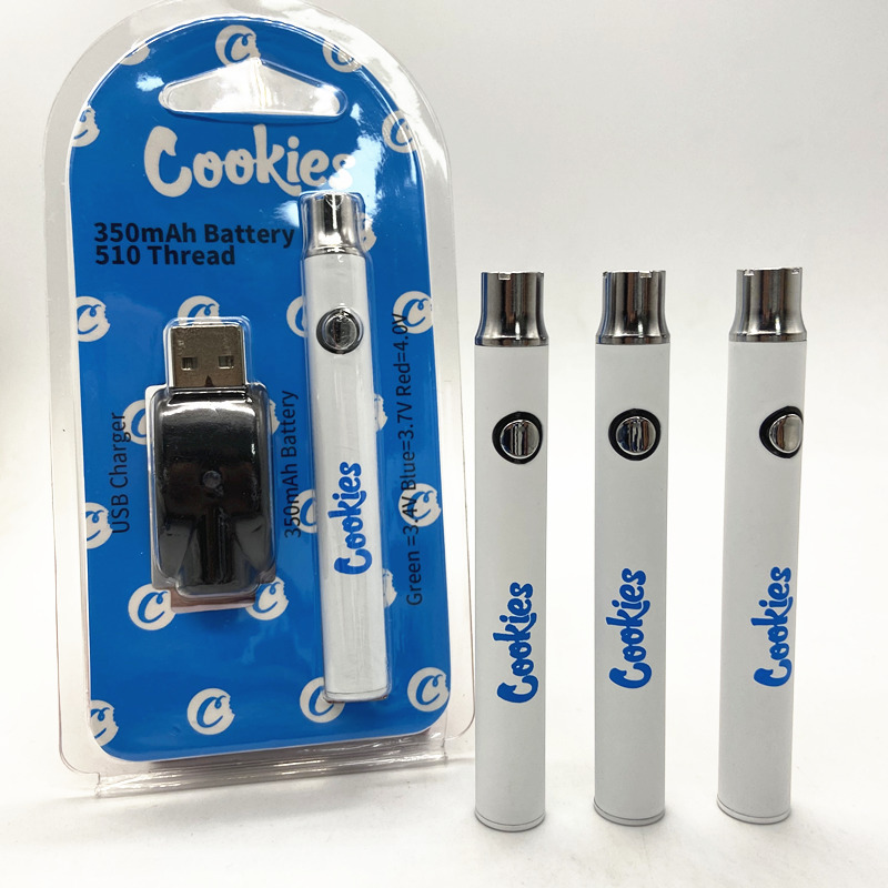 Cookies Vape Battery 510 Thread Long Standing E Cig Disposable Pen 350mah Variable Voltage Preheating Vaping Batteries