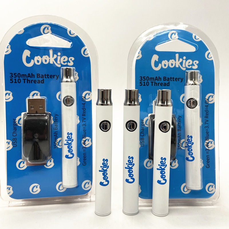 Cookies Vape Battery 510 Thread Long Standing E Cig Disposable Pen 350mah Variable Voltage Preheating Vaping Batteries
