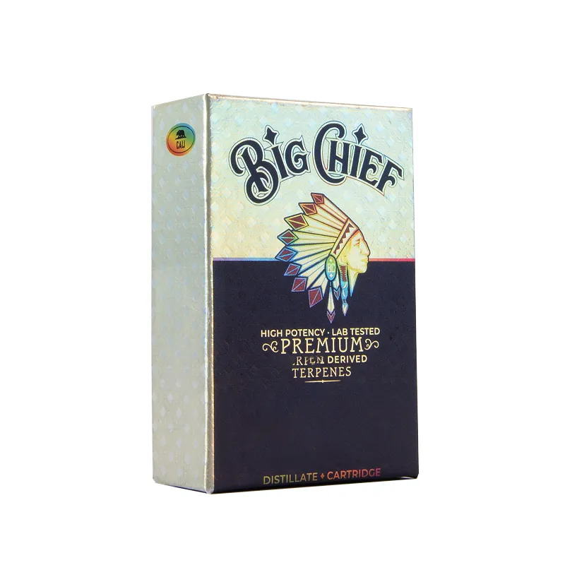 0.8ML Big Chief Carts Atomizers Disposable Vape Pens Green Wood Material Cartridges Packaging