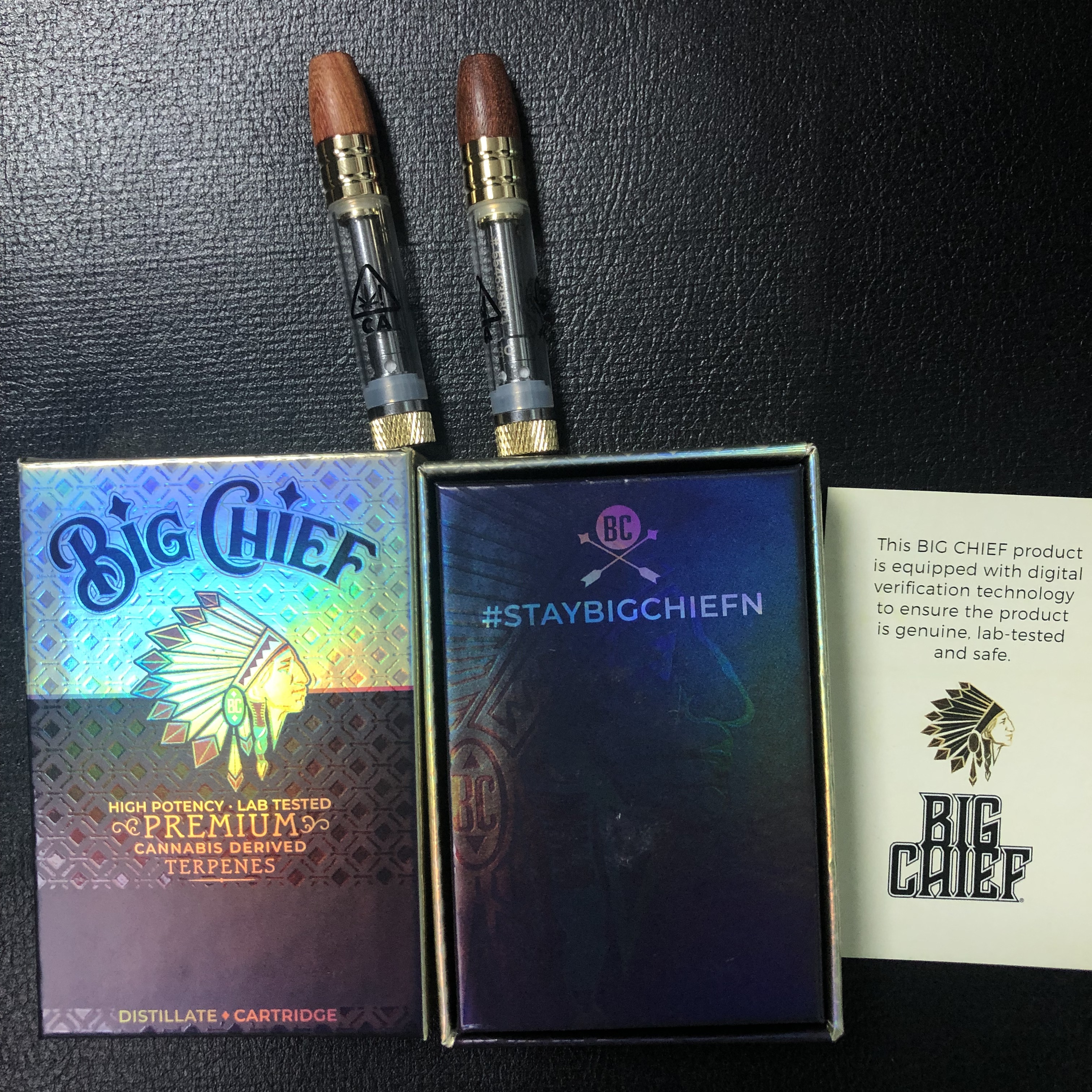 0.8ML Big Chief Carts Atomizers Disposable Vape Pens Green Wood Material Cartridges Packaging