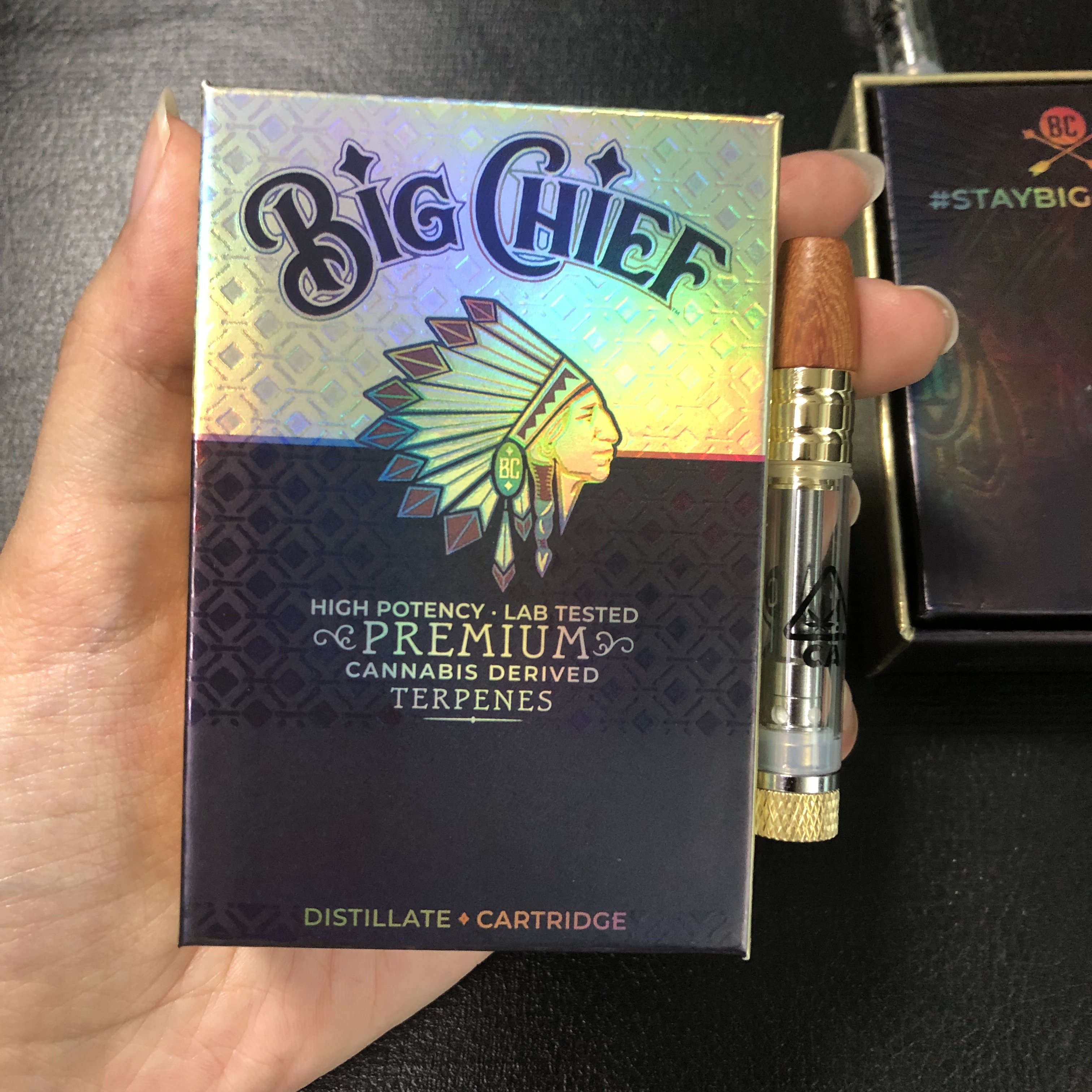 0.8ML Big Chief Carts Atomizers Disposable Vape Pens Green Wood Material Cartridges Packaging