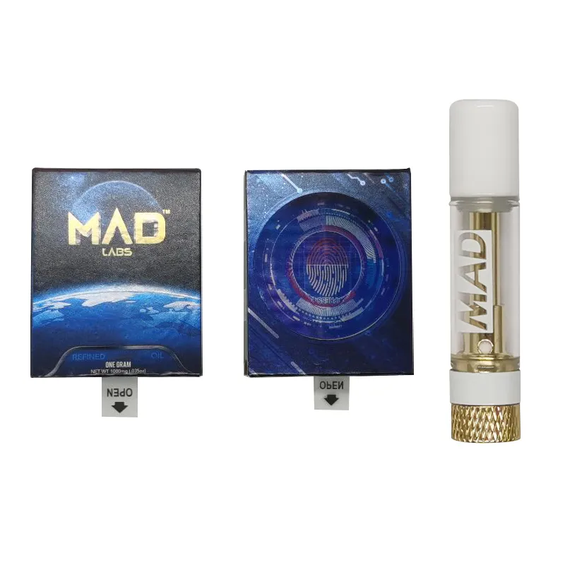 MAD Labs Ceramic Coil Vape Cartridge 510 Thread Carts E Cigarettes Atomizer 0.8ML Empty Vapes Pen Cartridges