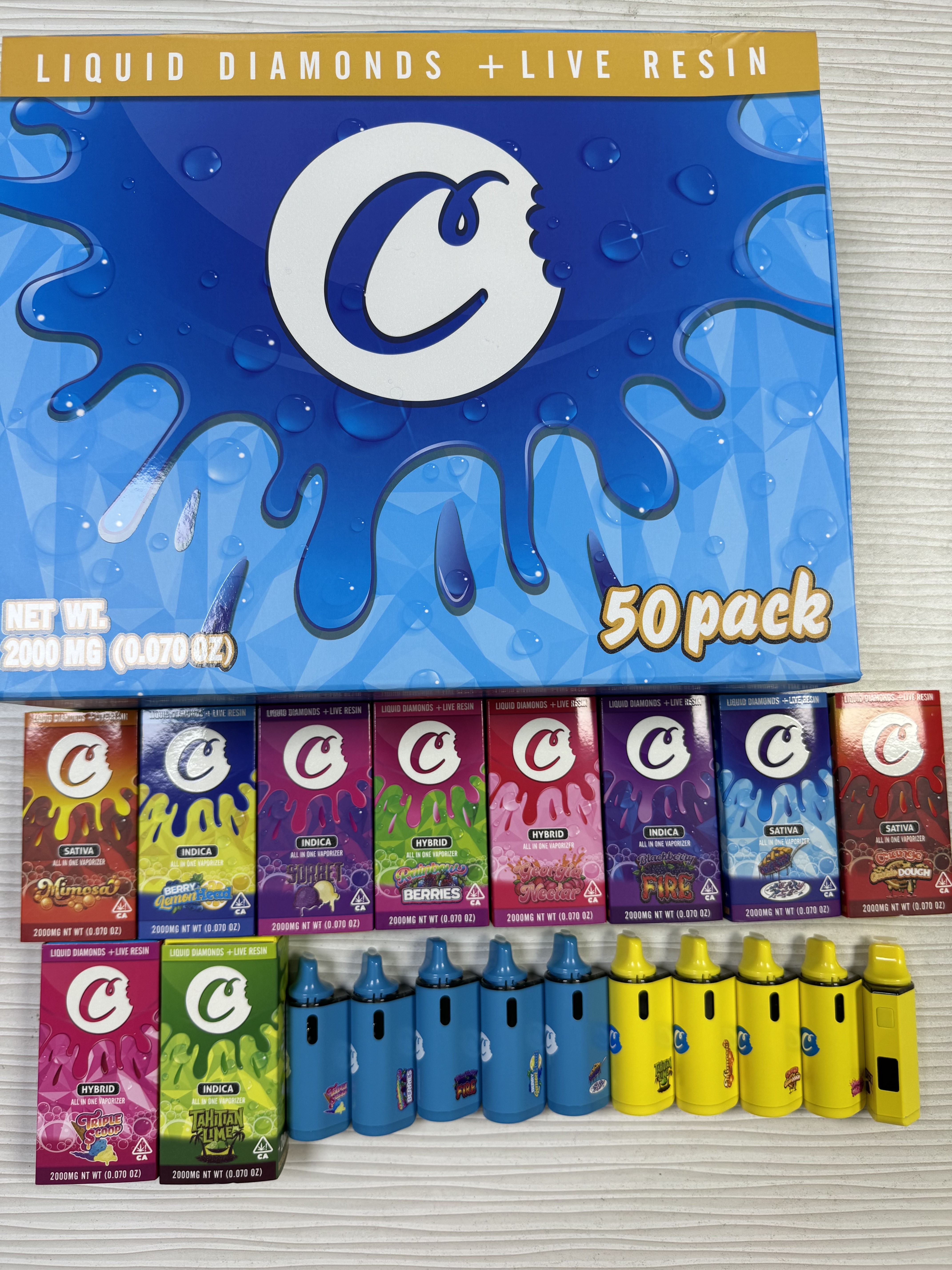 Cookies 2ml Disposable Vape Pen Liquid Diamond Live Resin 10 Flavors Empty Vape Pod with Visible Screen