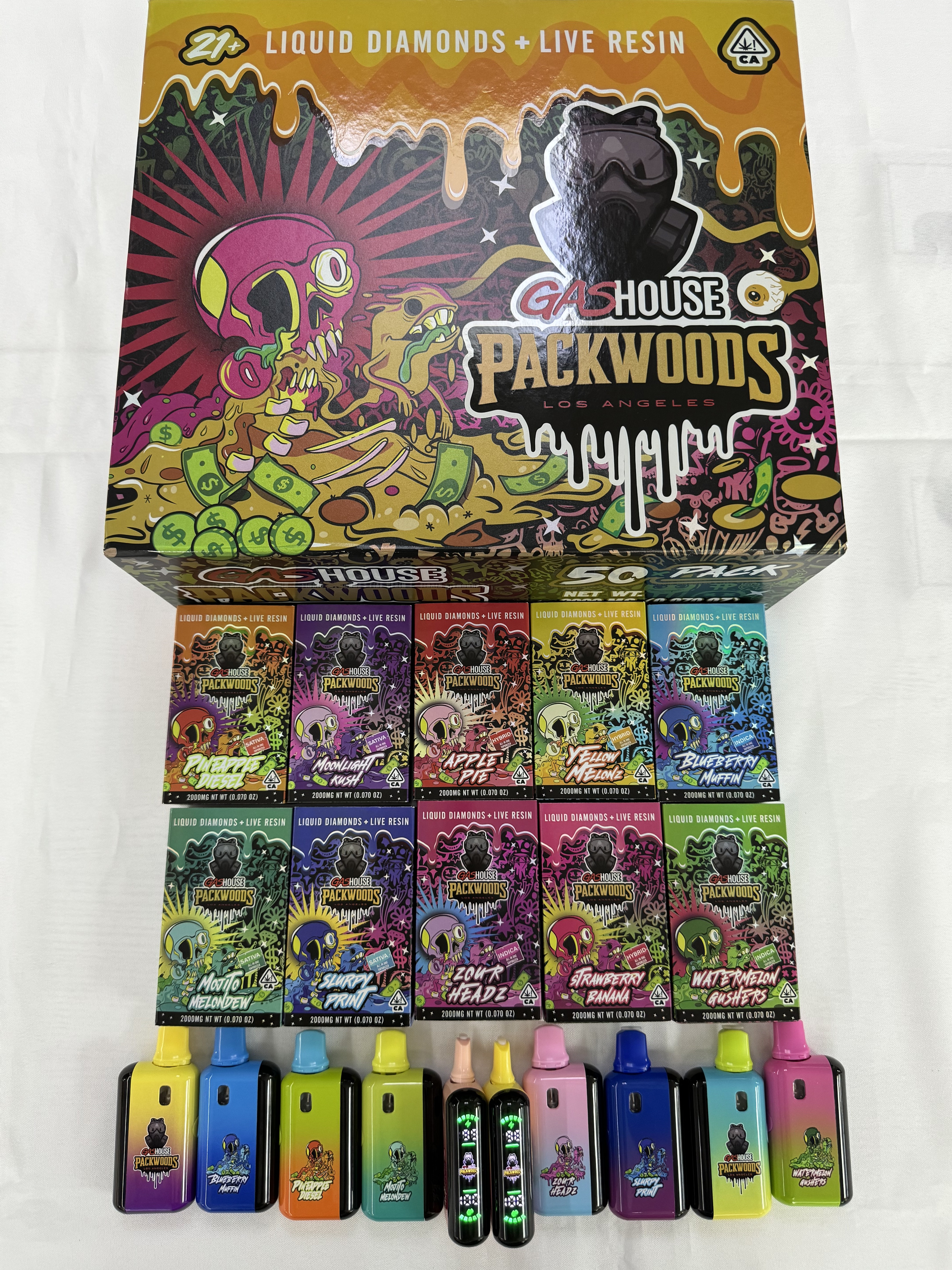 Gashouse Packwoods 2grams Disposable Vape Pen LED Display Screen USA Stock  ECig Vaping Pod