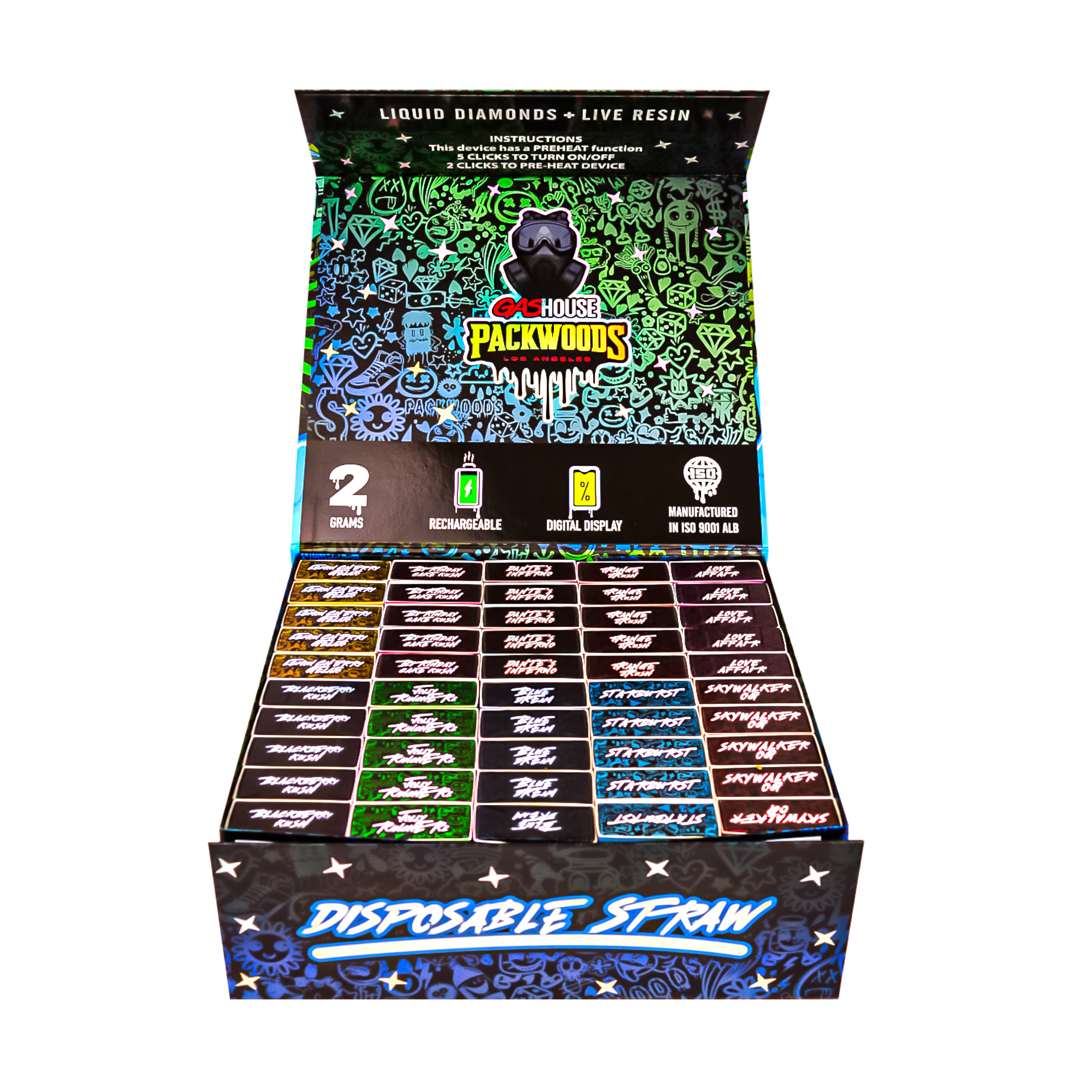 USA UK Gashouse Packwoods V2 2grams Disposable Vape Pen LED Display Screen USA Stock ECig Vaping Pod