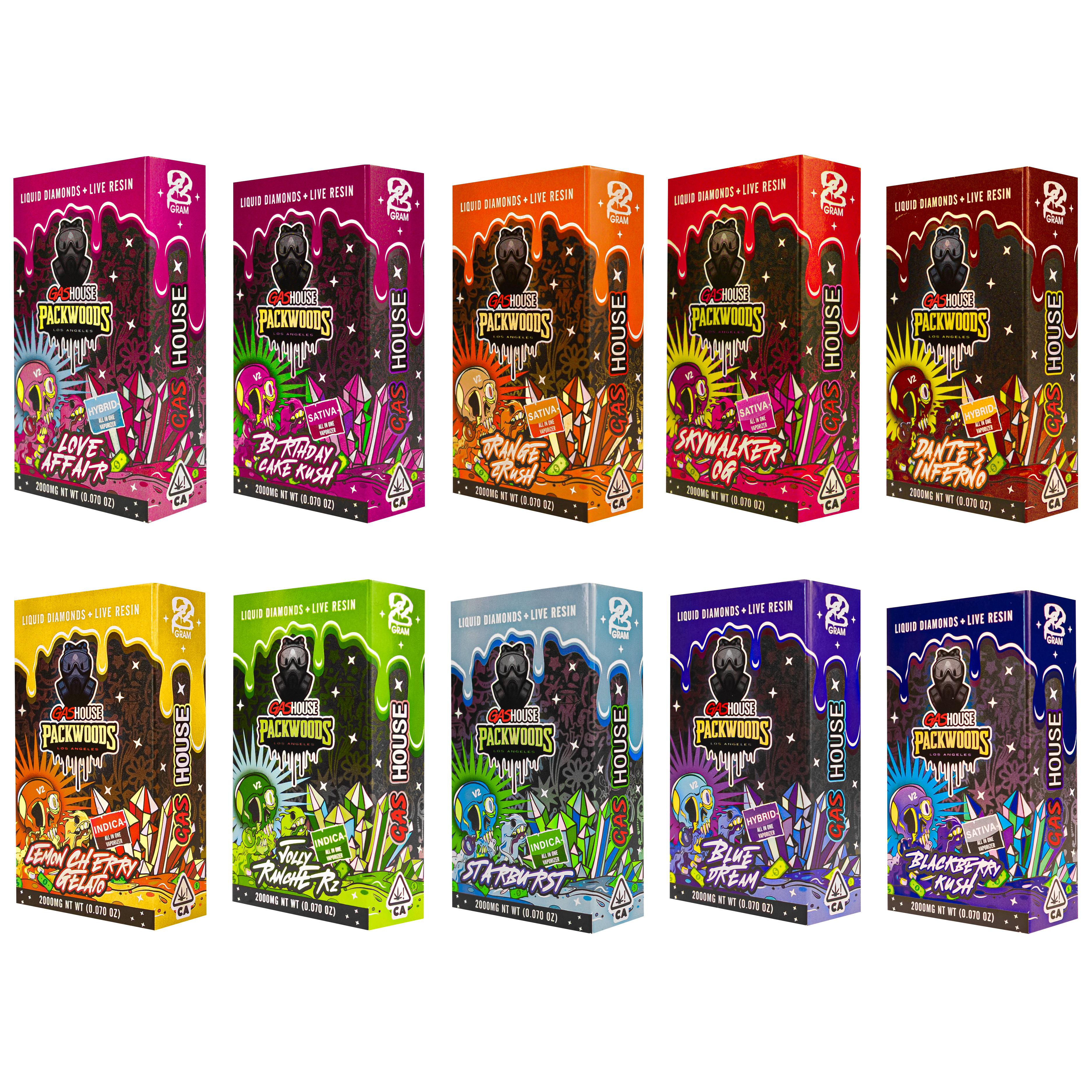 USA UK Gashouse Packwoods V2 2grams Disposable Vape Pen LED Display Screen USA Stock ECig Vaping Pod
