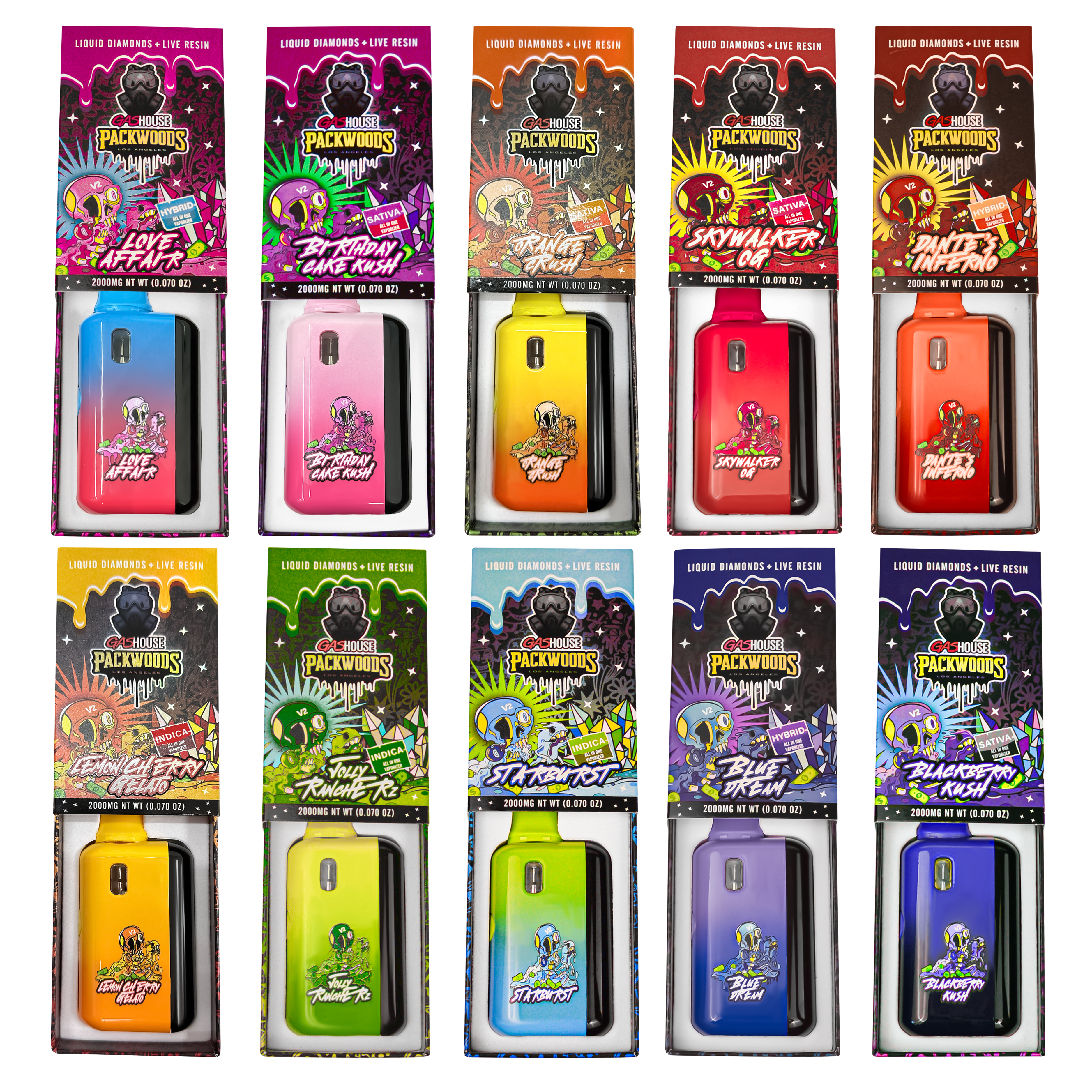 USA UK Gashouse Packwoods V2 2grams Disposable Vape Pen LED Display Screen USA Stock ECig Vaping Pod