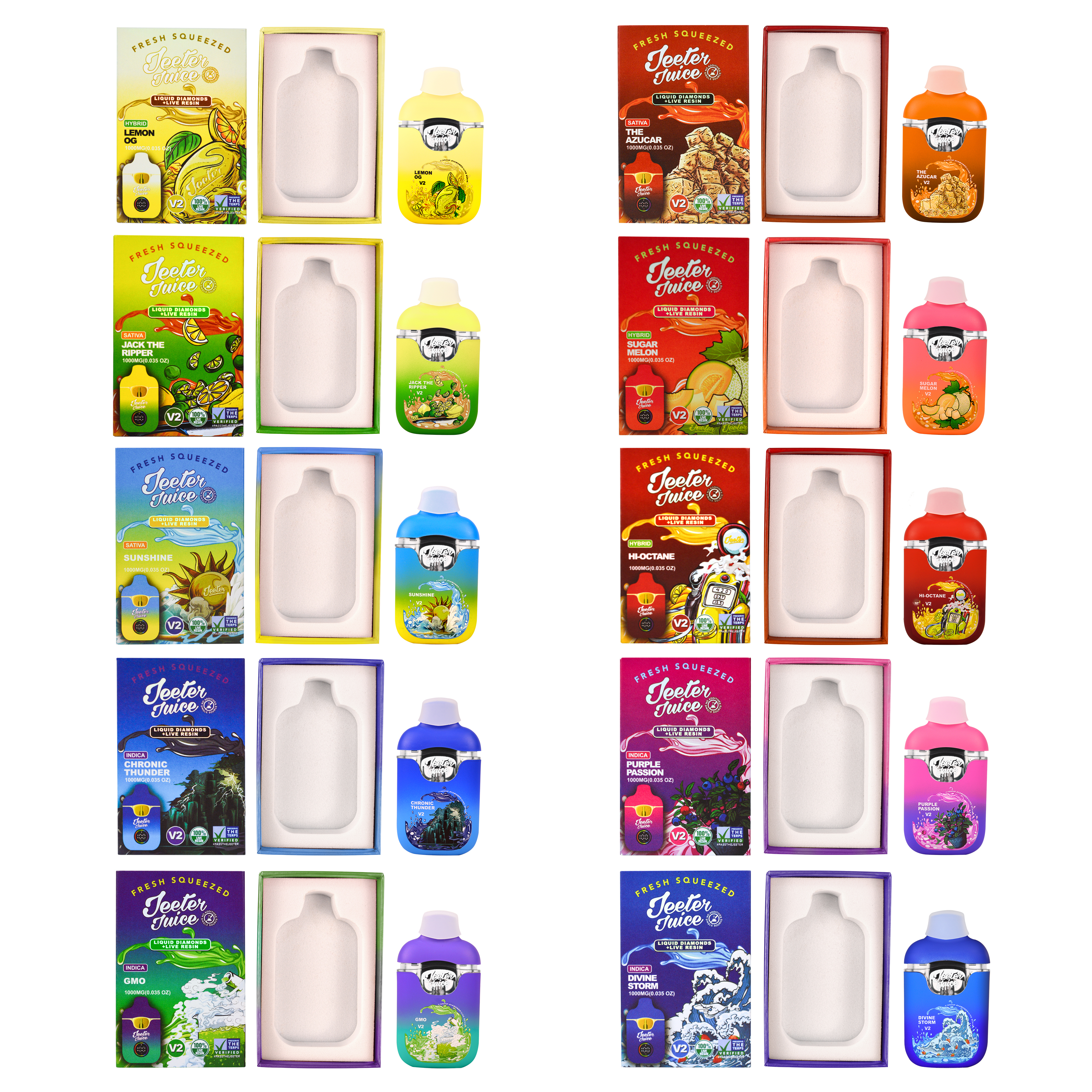 USA UK EU Stock 1ml 2ml New Jeeter Juice V2 Disposable Vape Pen Liquid Diamond 10 Flavors Empty Vape Pod with LED Screen