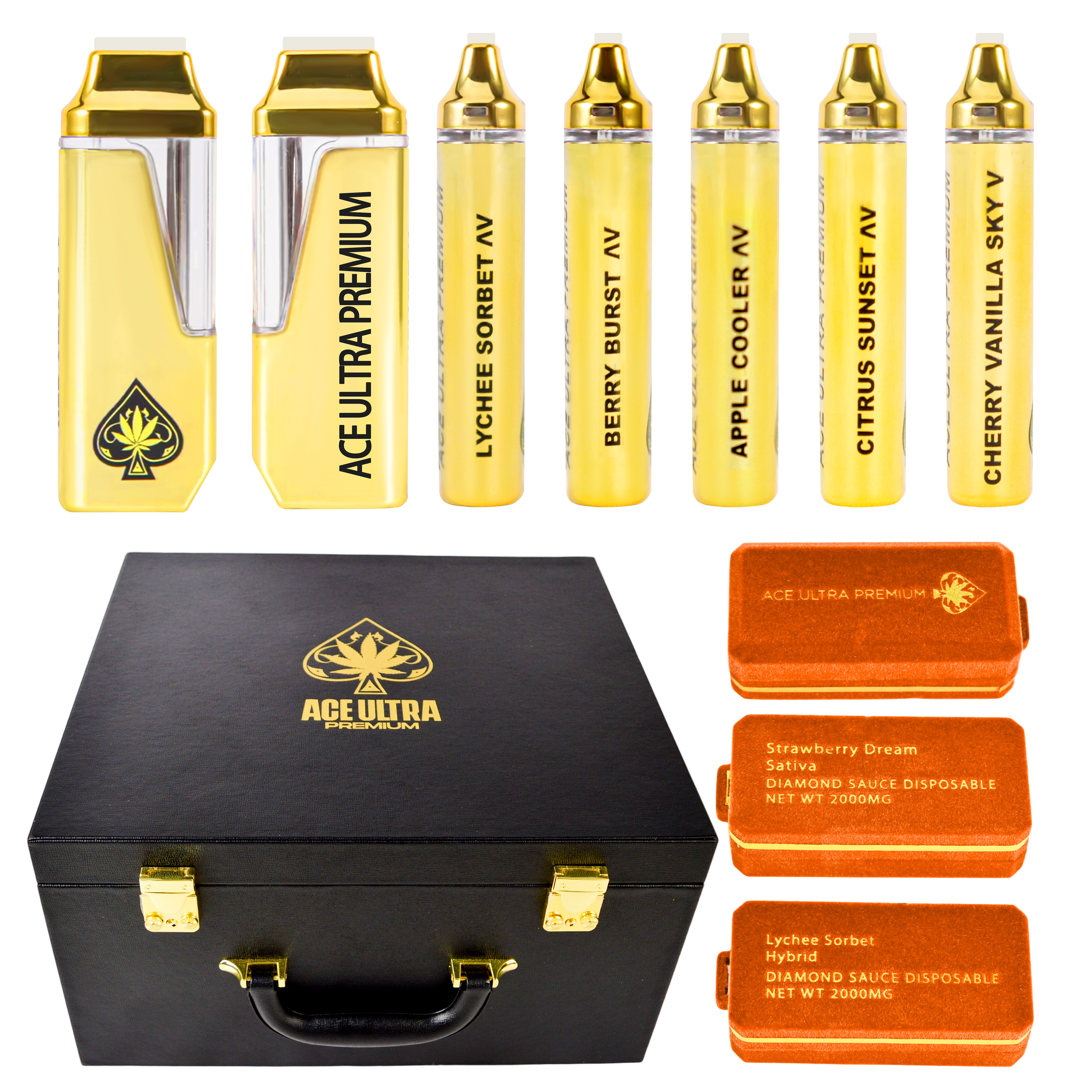 USA UK EU 1g 2g Black Ace Ultra Premium Disposable Vape Pens Rechargeable Battery 2.0ml Ceramic Coil Cartridges E cigarettes 