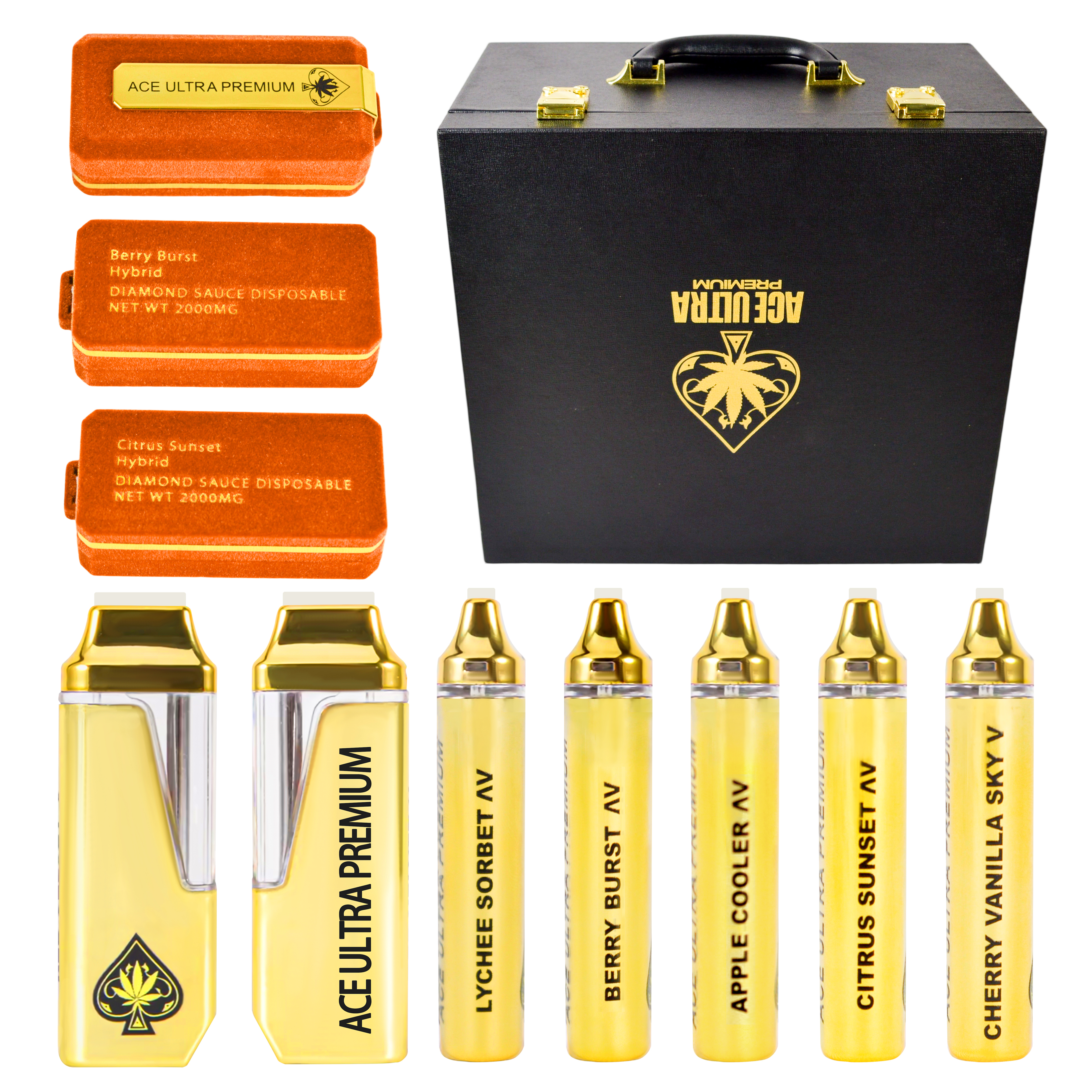 USA UK EU 1g 2g Black Ace Ultra Premium Disposable Vape Pens Rechargeable Battery 2.0ml Ceramic Coil Cartridges E cigarettes 