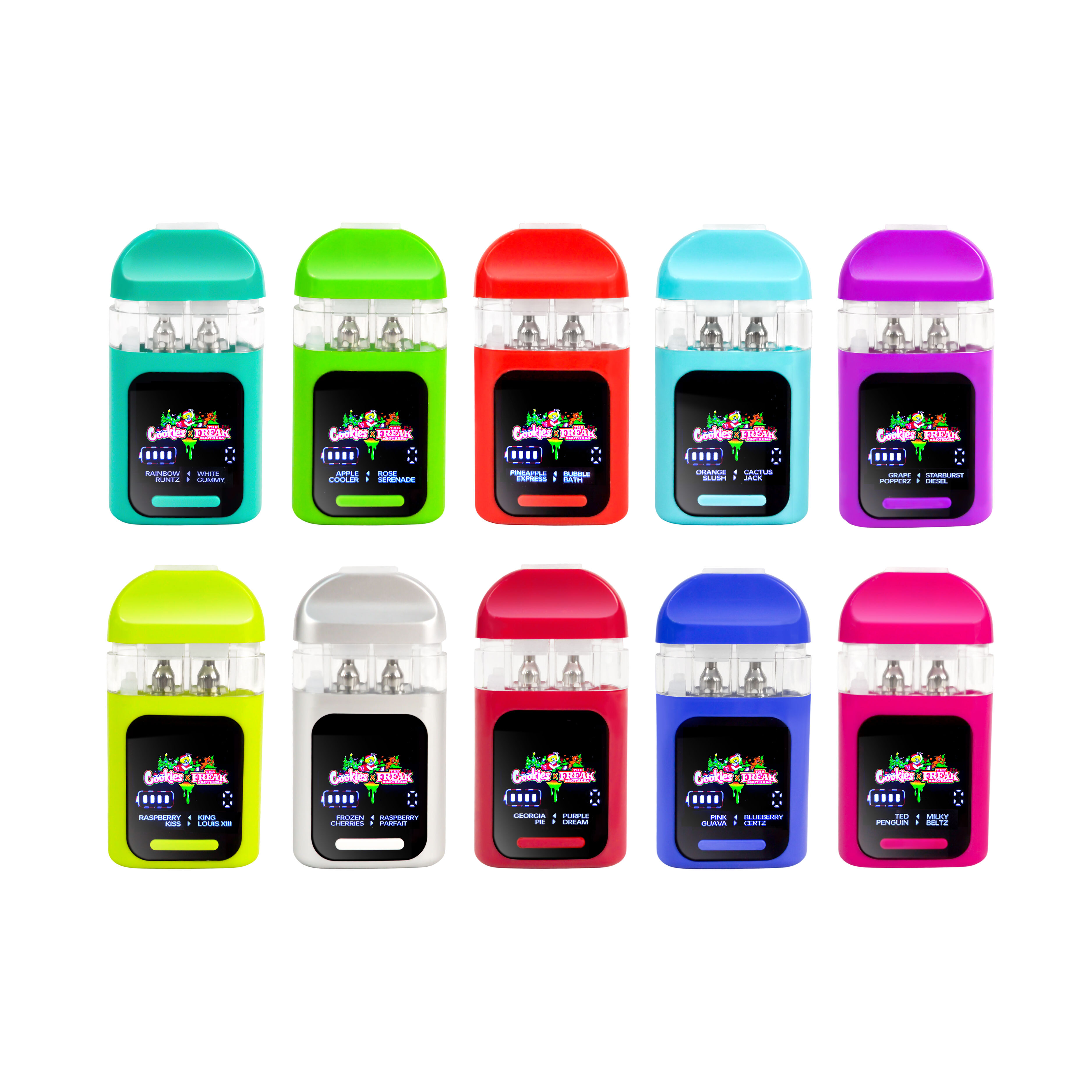 Cookies the Freak Brothers Christmas Edition LED Display Screen  Rechargeable 2G Empty Disposable Vape Pen USA Warehouse Empty Vape Pens  Wholesale