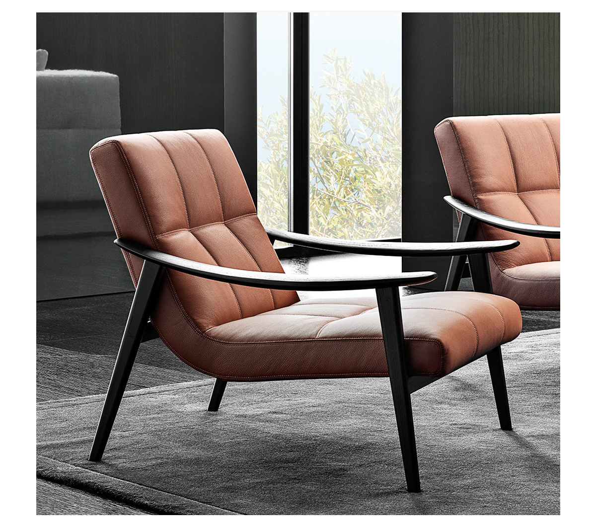 DF1820 luxury walut leather dining arm chair  